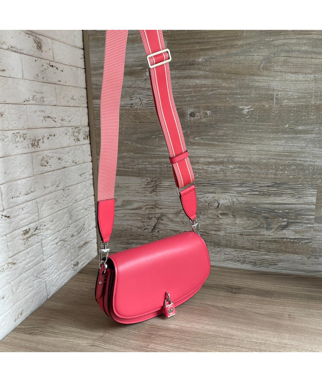 MICHAEL KORS Розовая кожаная сумка через плечо, фото 9
