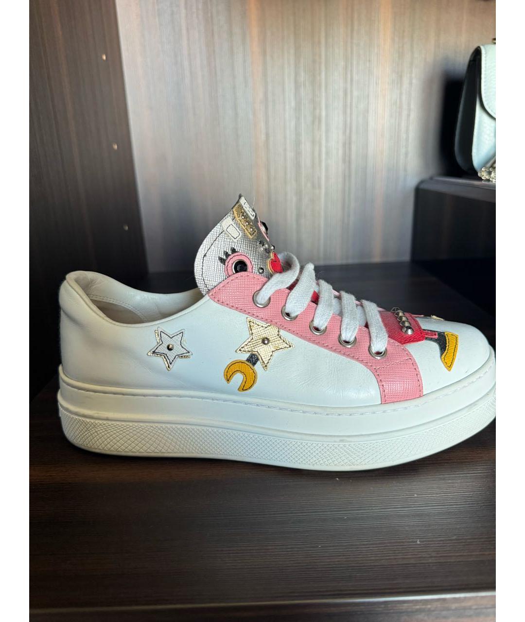 PRADA Белые кожаные кеды, фото 5