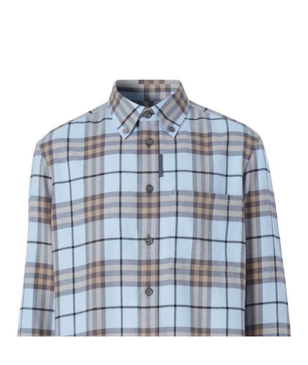 BURBERRY Голубая хлопковая кэжуал рубашка, фото 5