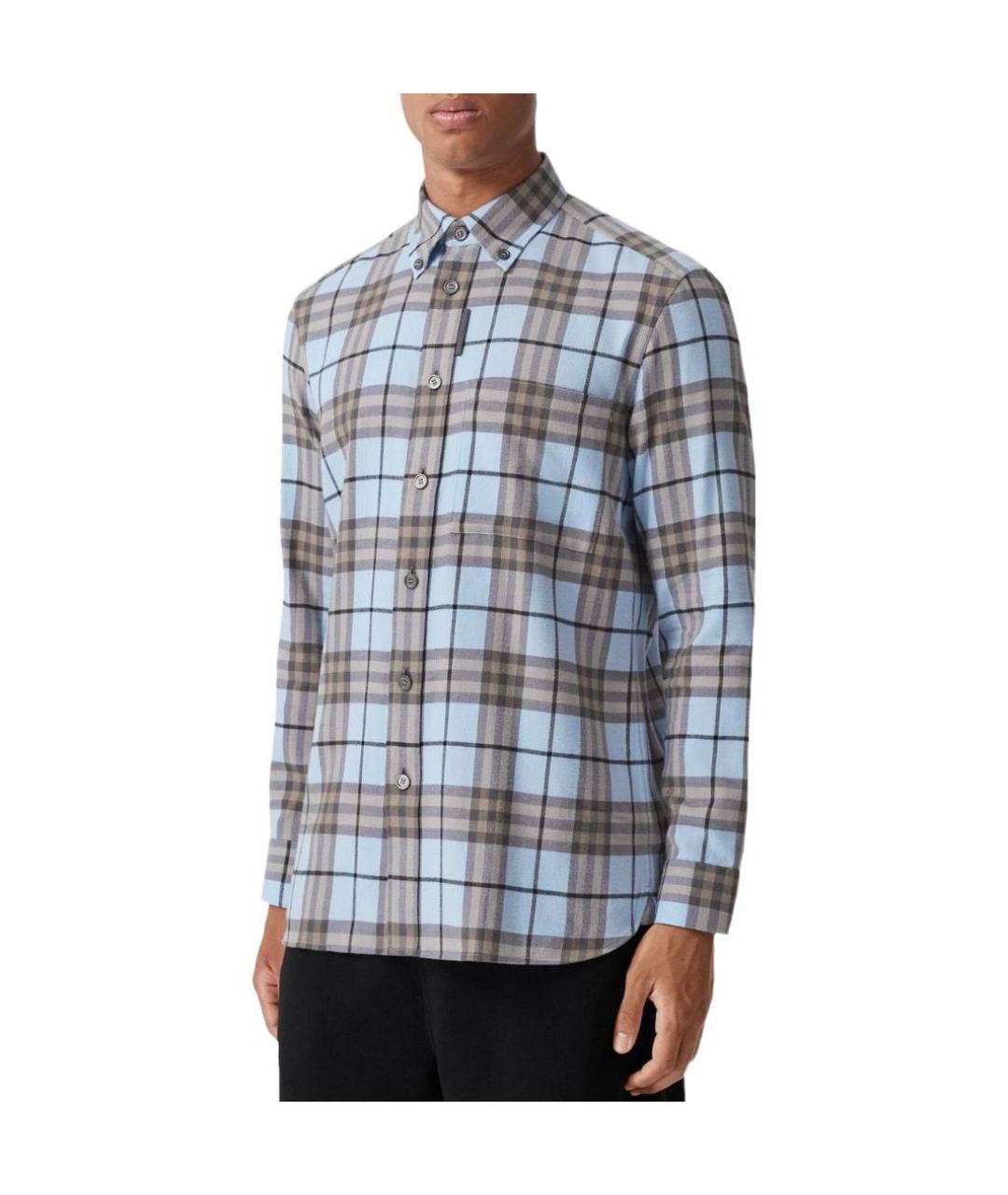 BURBERRY Голубая хлопковая кэжуал рубашка, фото 4