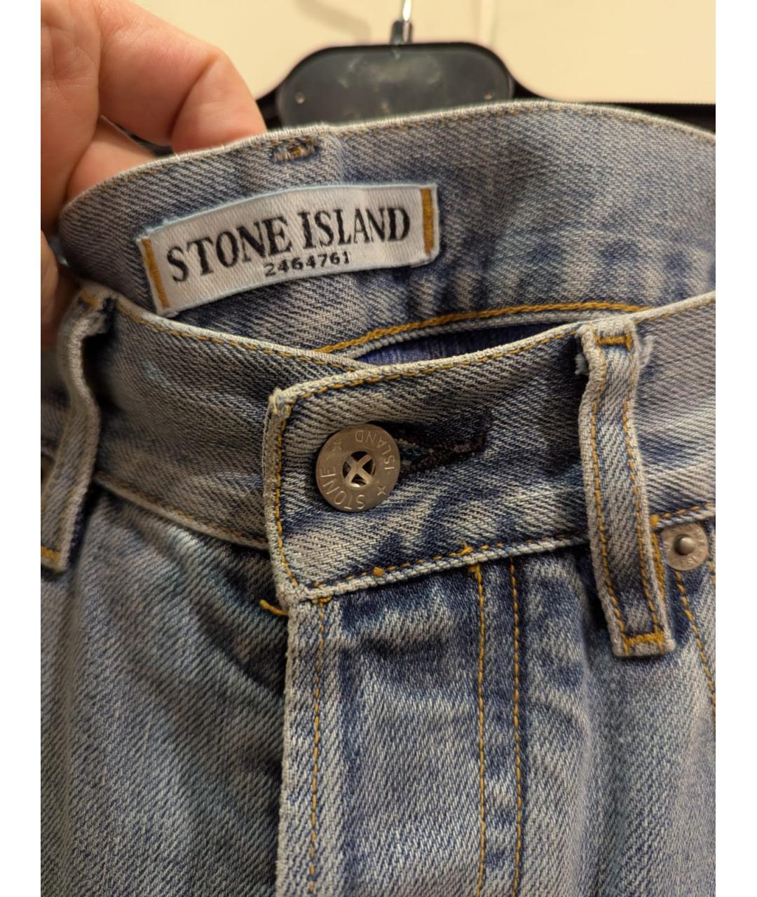 STONE ISLAND Голубые хлопковые прямые джинсы, фото 4