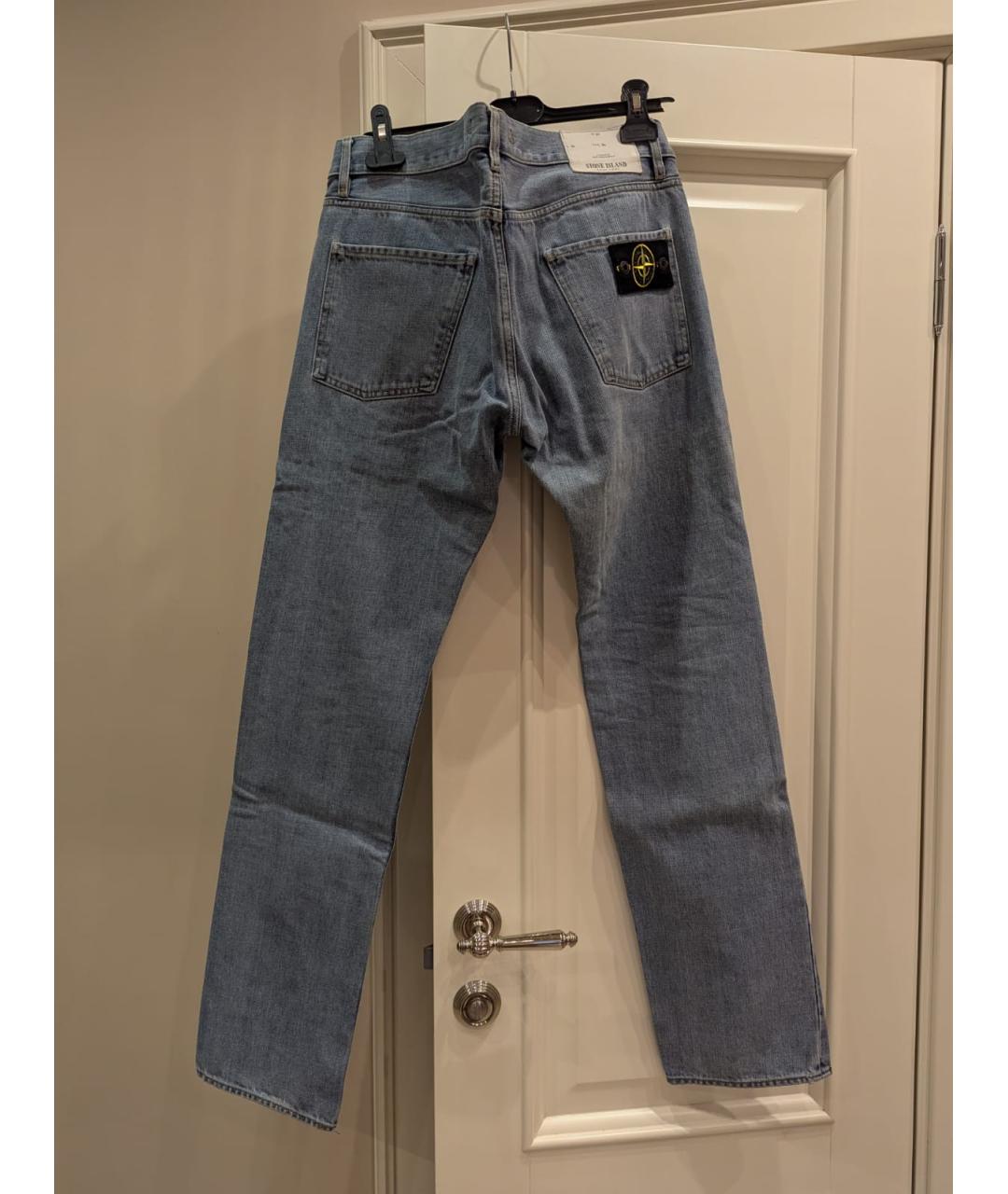 STONE ISLAND Голубые хлопковые прямые джинсы, фото 2