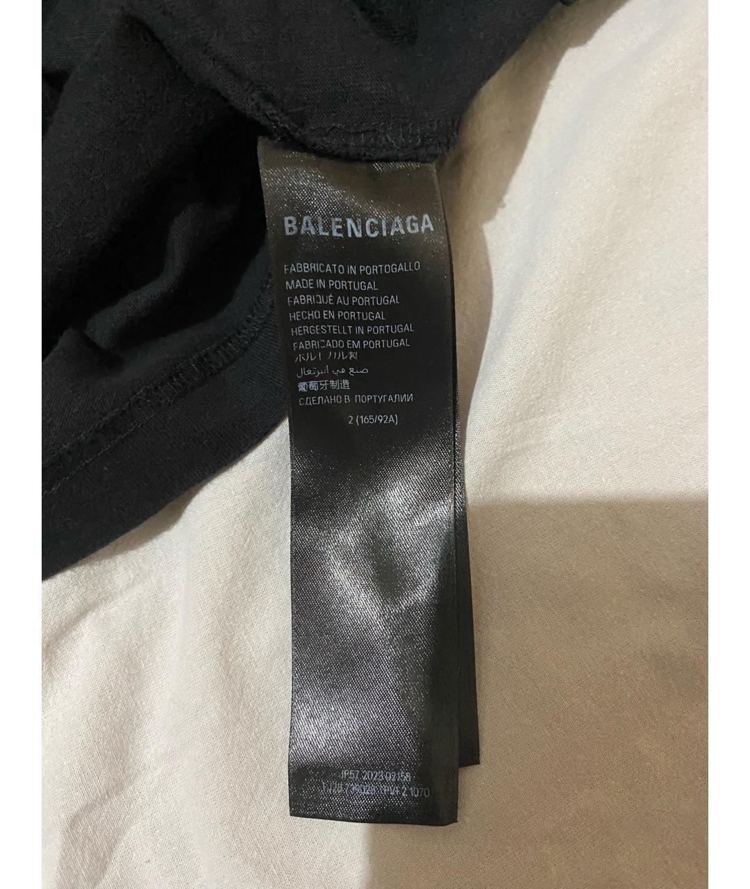 BALENCIAGA Черная хлопковая футболка, фото 6