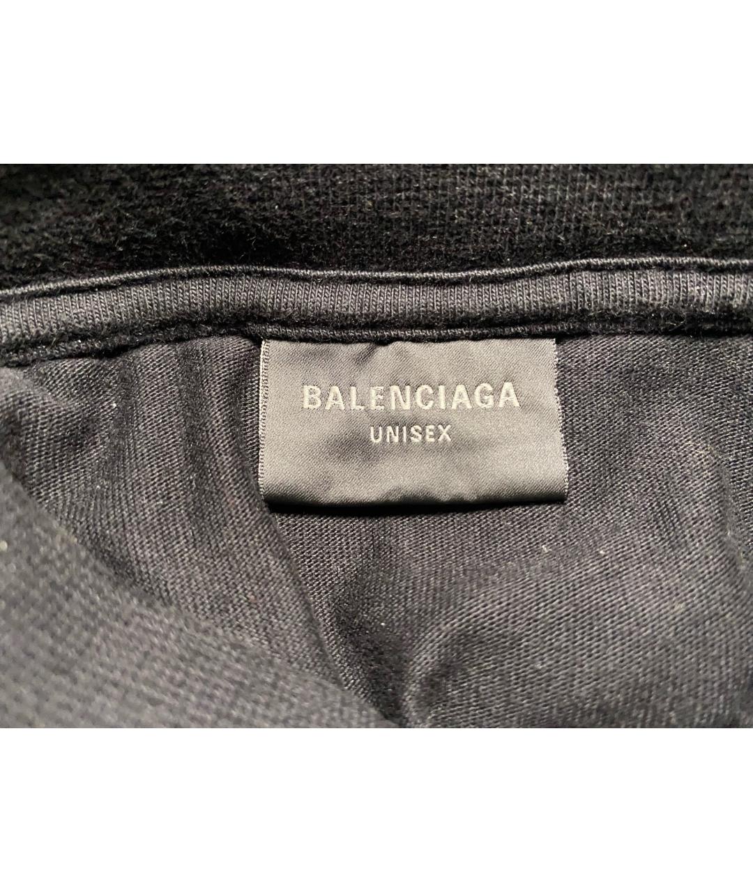 BALENCIAGA Черная хлопковая футболка, фото 5
