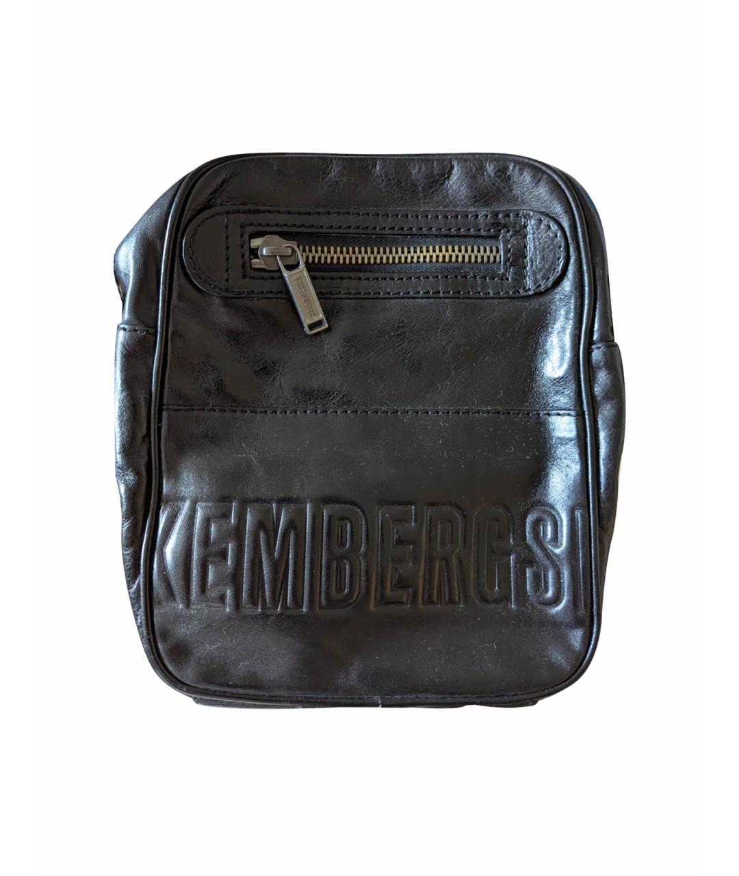 BIKKEMBERGS Черная кожаная сумка на плечо, фото 1