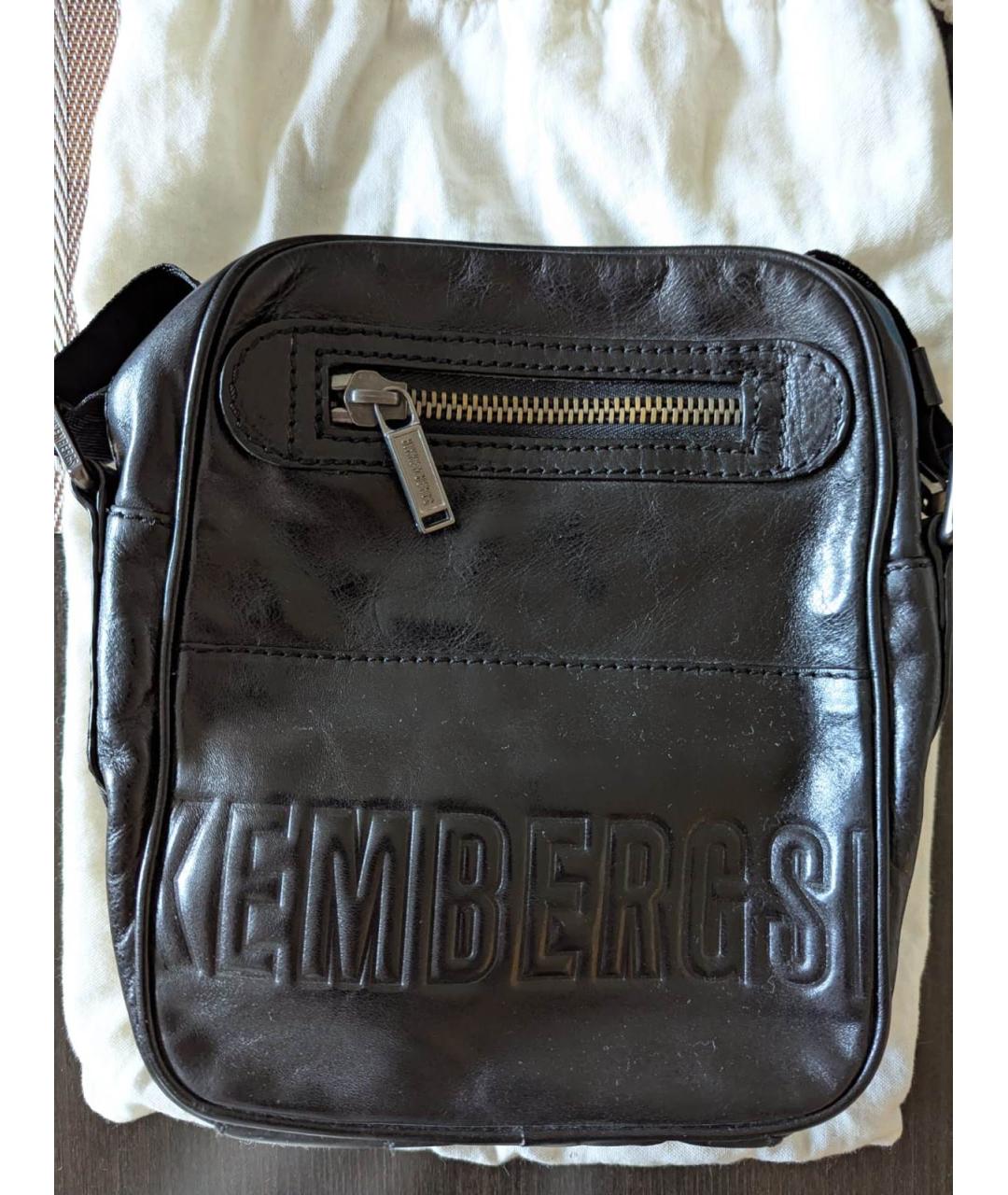BIKKEMBERGS Черная кожаная сумка на плечо, фото 6