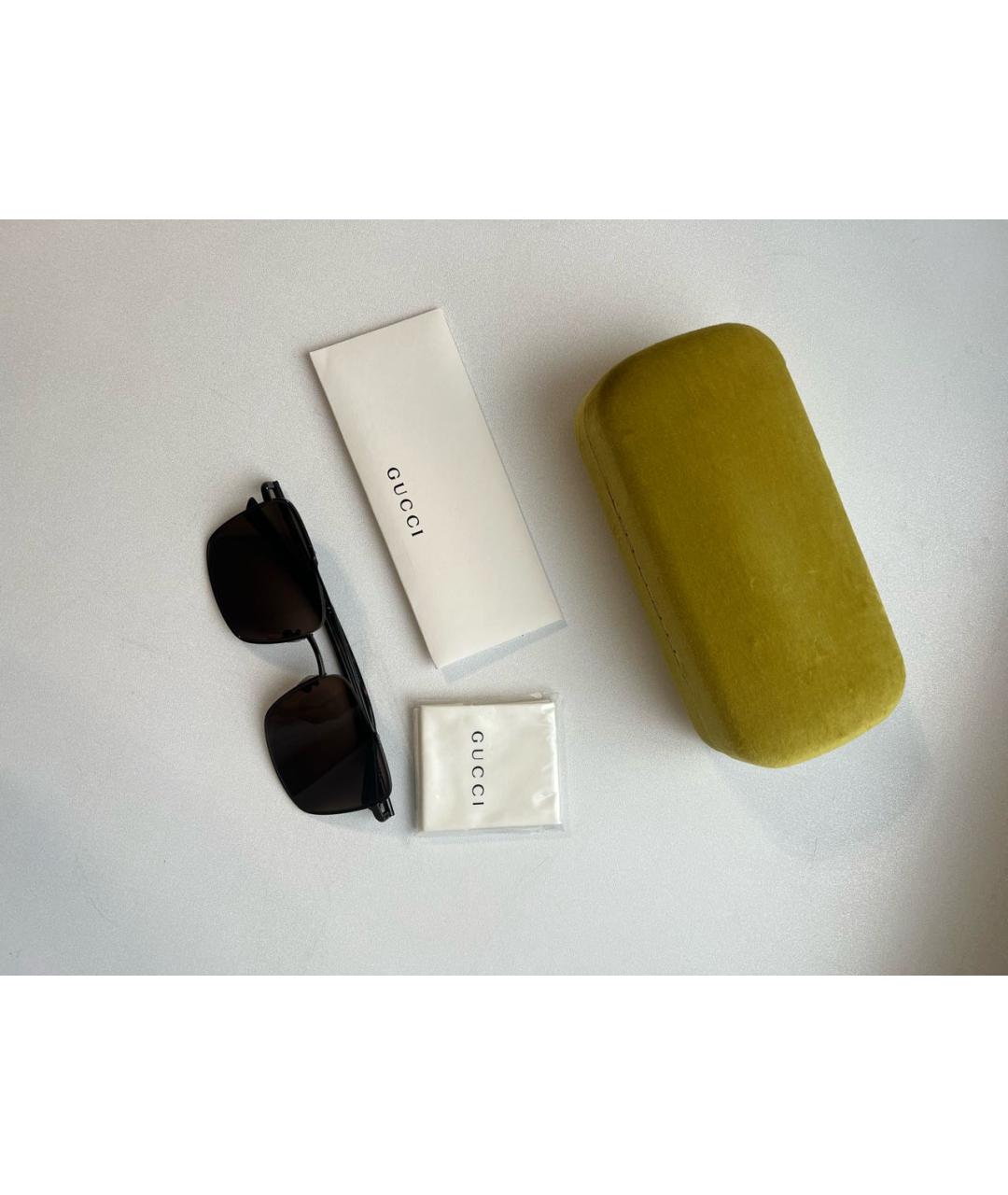 GUCCI Коричневые металлические солнцезащитные очки, фото 7