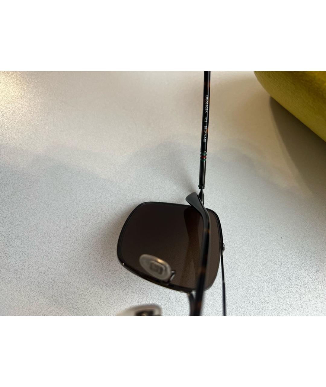 GUCCI Коричневые металлические солнцезащитные очки, фото 6