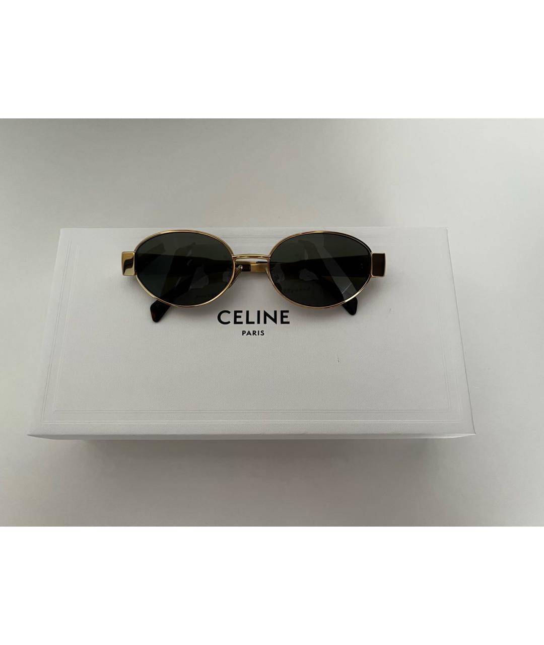 CELINE Золотые металлические солнцезащитные очки, фото 4