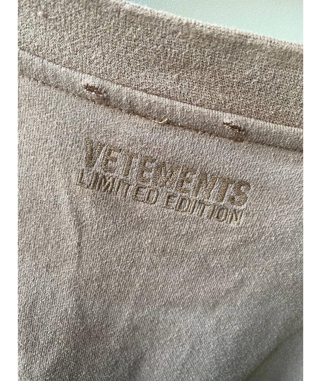 VETEMENTS Коричневая хлопковая футболка, фото 5