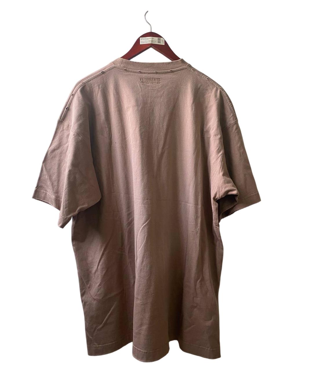 VETEMENTS Коричневая хлопковая футболка, фото 2