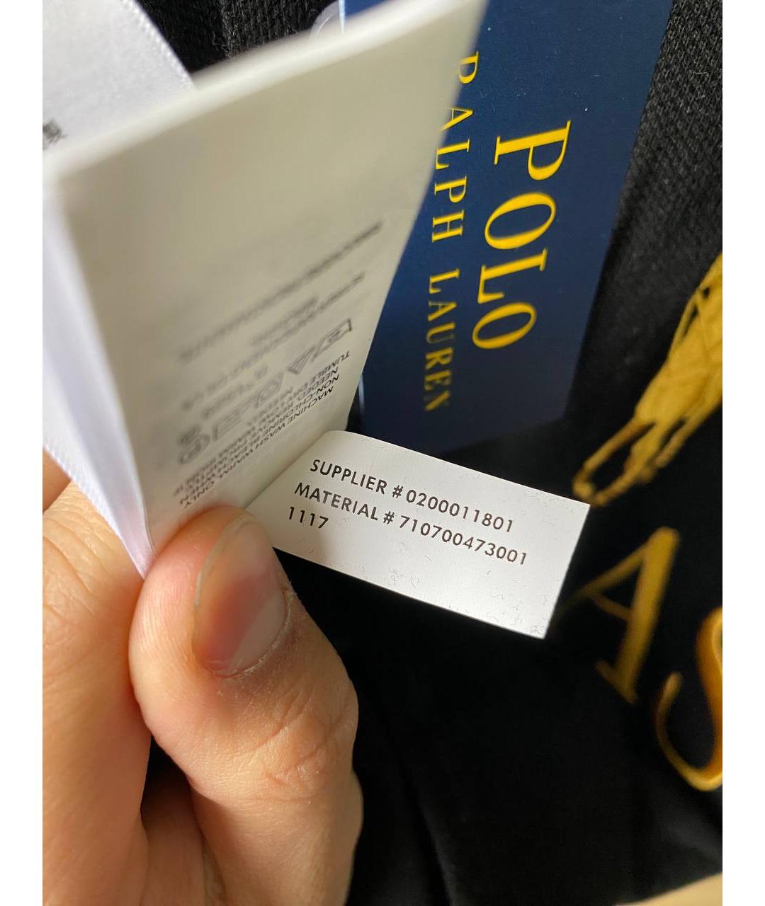 POLO RALPH LAUREN Черное хлопковое поло с коротким рукавом, фото 4