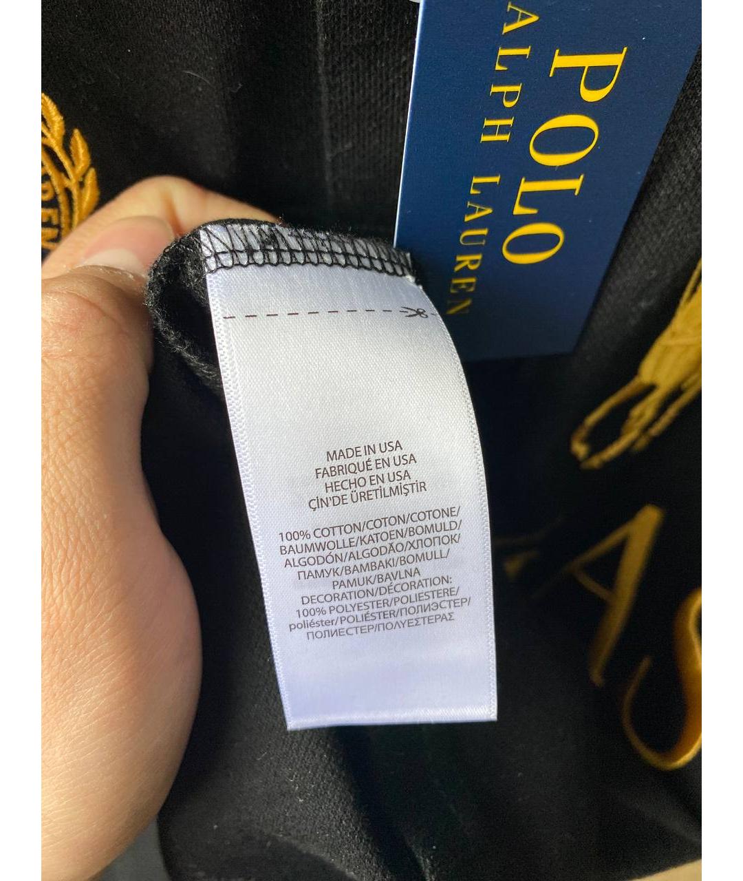 POLO RALPH LAUREN Черное хлопковое поло с коротким рукавом, фото 3