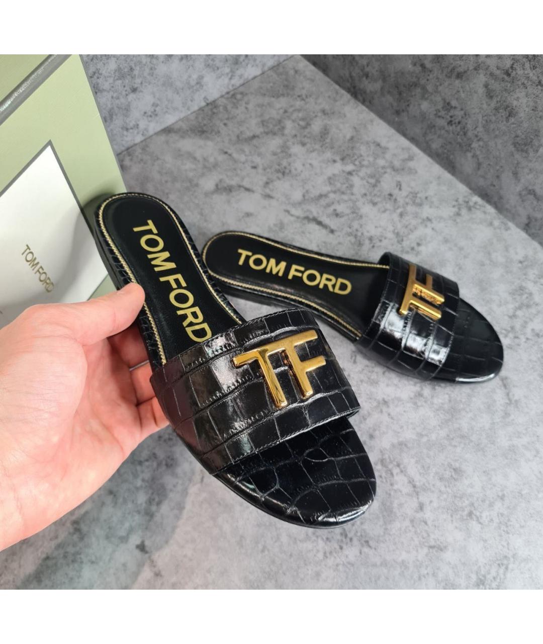 TOM FORD Черные кожаные мюли, фото 3