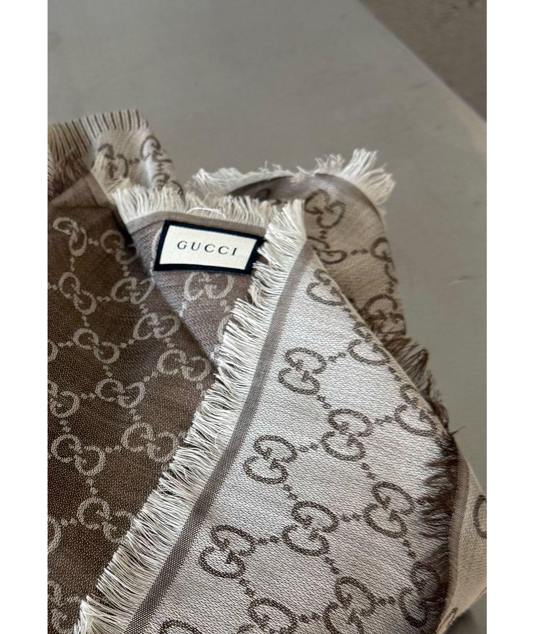 GUCCI Бежевый кашемировый шарф, фото 3