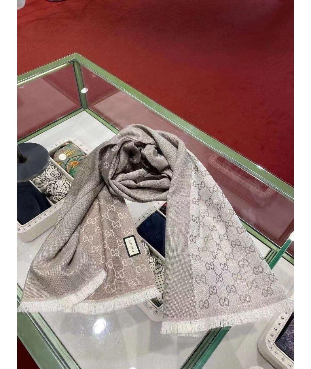 GUCCI Бежевый кашемировый шарф, фото 2