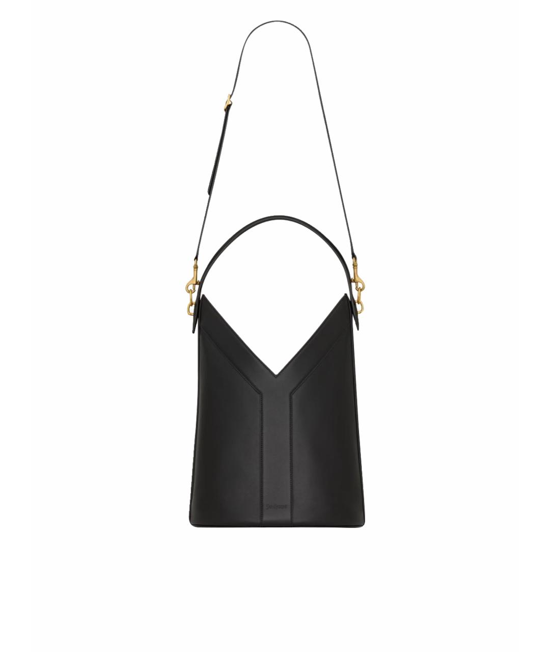 SAINT LAURENT Черная кожаная сумка тоут, фото 1