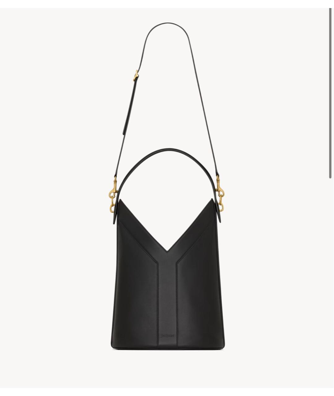 SAINT LAURENT Черная кожаная сумка тоут, фото 5