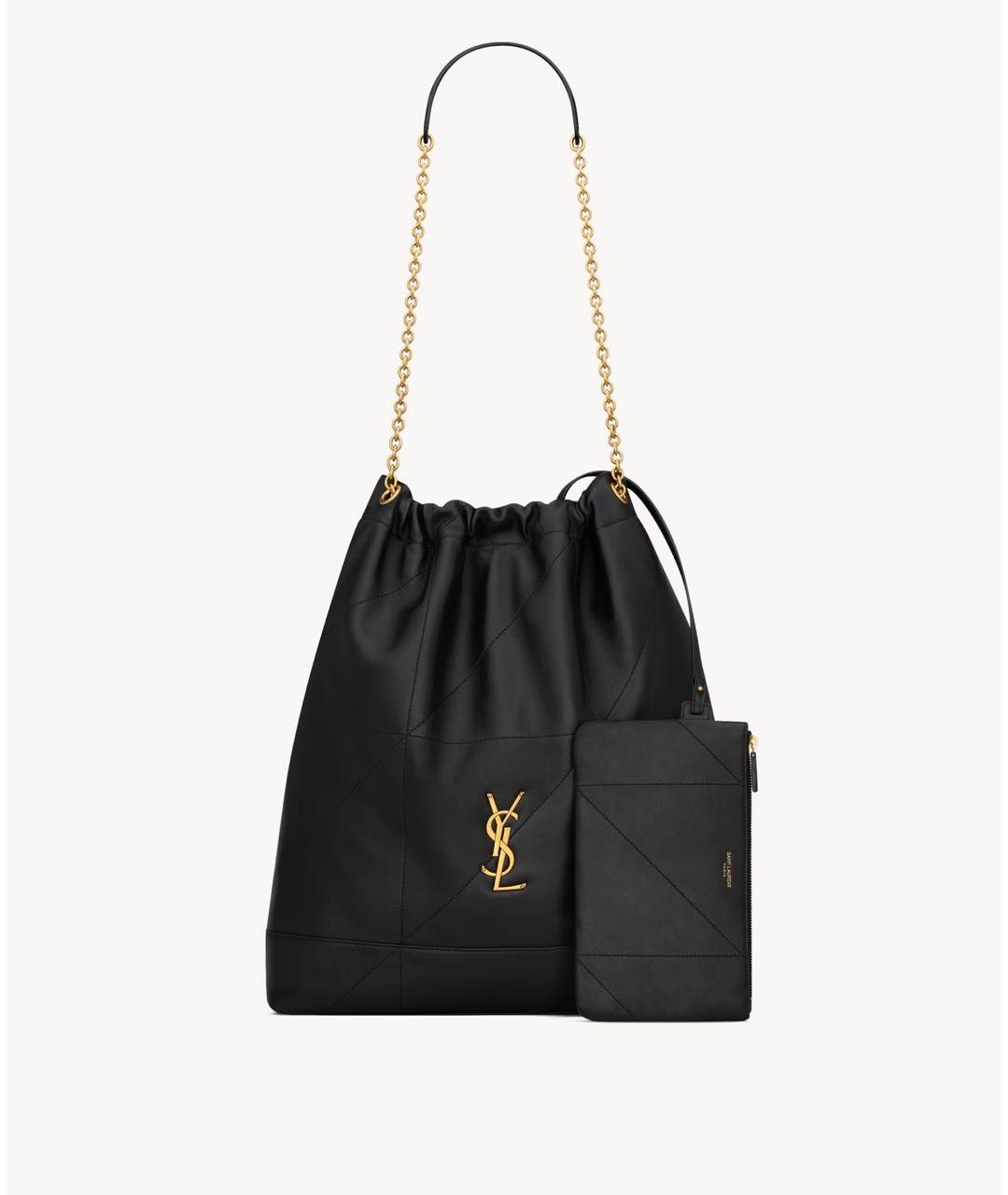 SAINT LAURENT Черная кожаная сумка тоут, фото 3