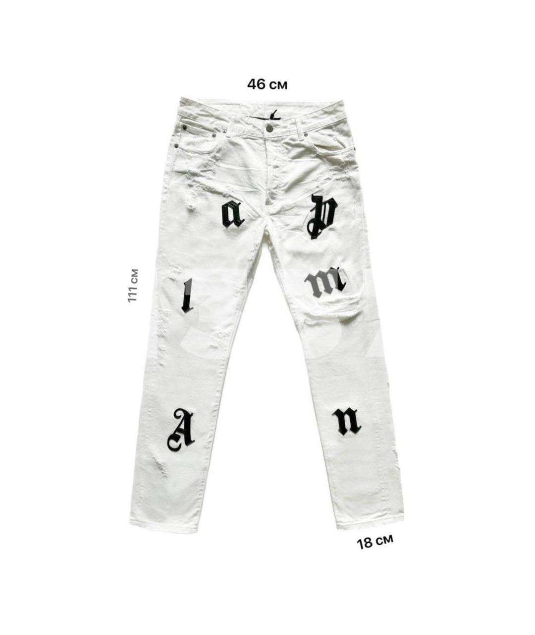 PALM ANGELS Белые хлопковые джинсы скинни, фото 2