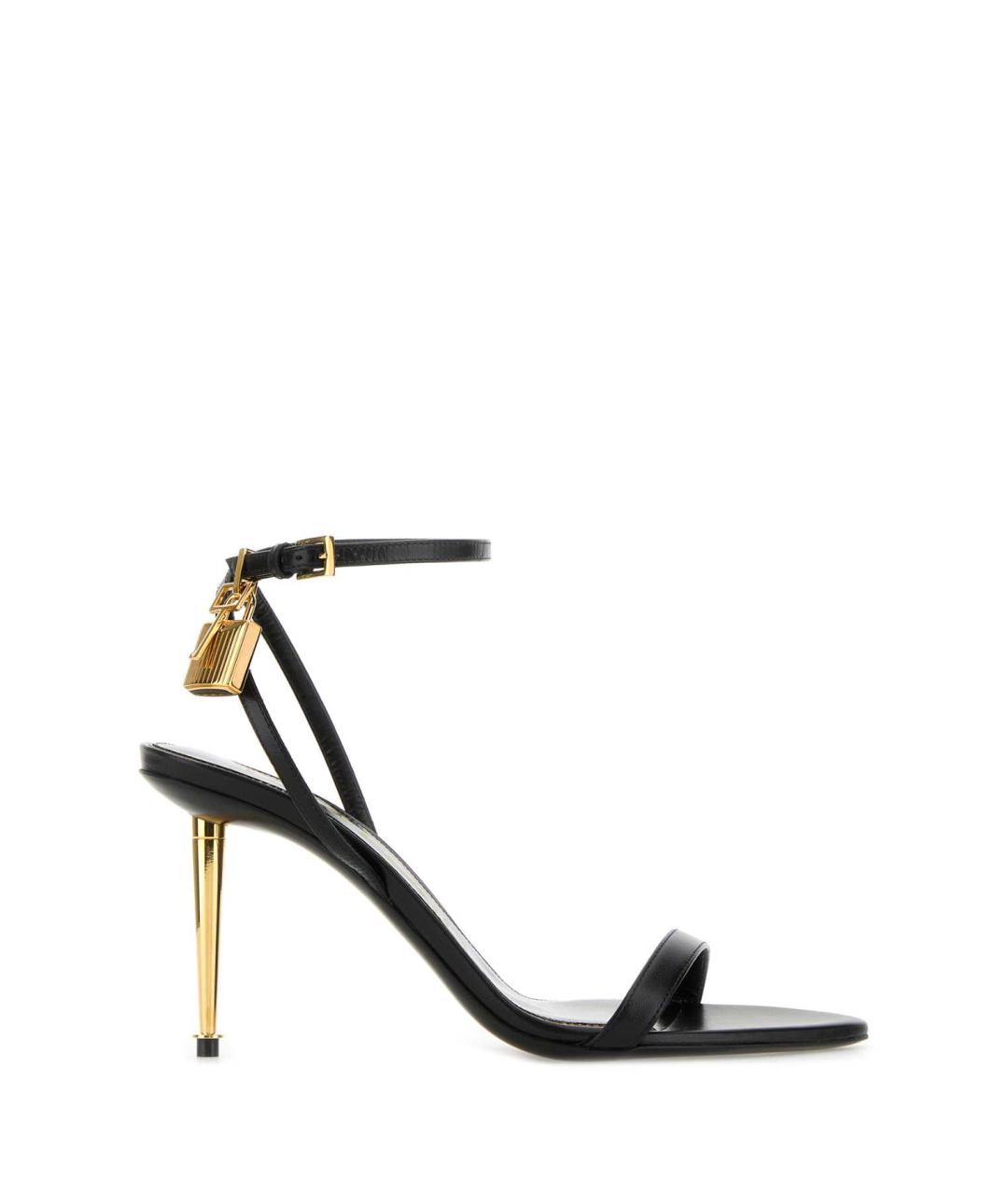 TOM FORD Черные кожаные босоножки, фото 1