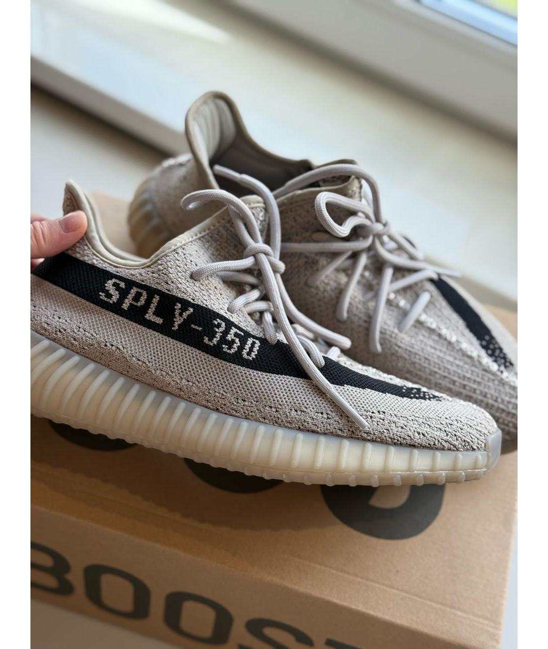 ADIDAS YEEZY Бежевые текстильные низкие кроссовки / кеды, фото 2