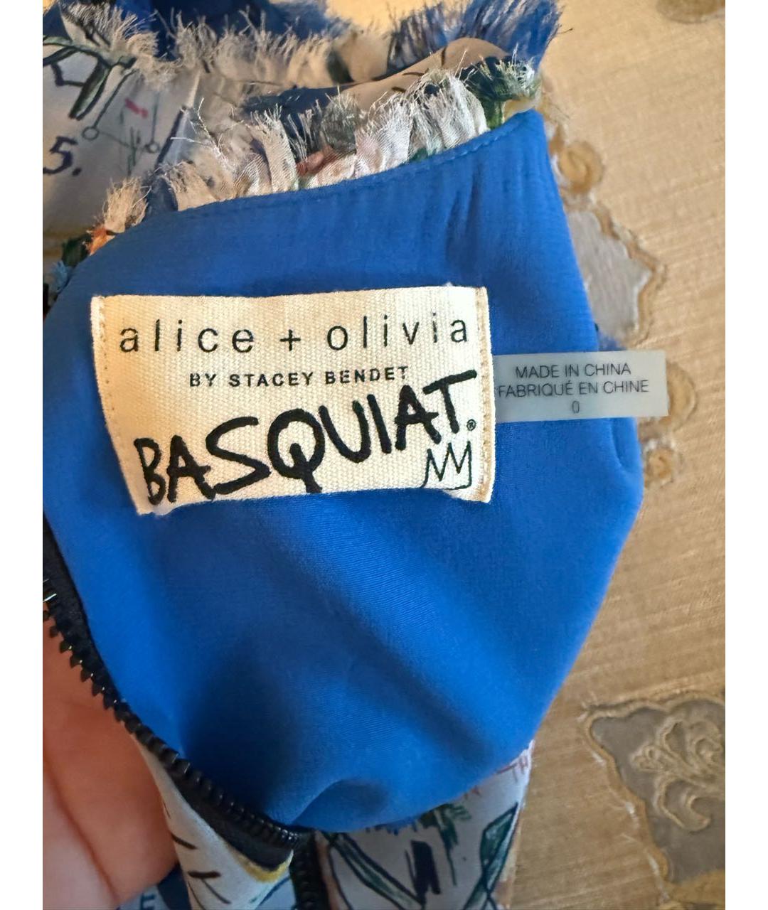 ALICE+OLIVIA Синее шелковое платье, фото 3