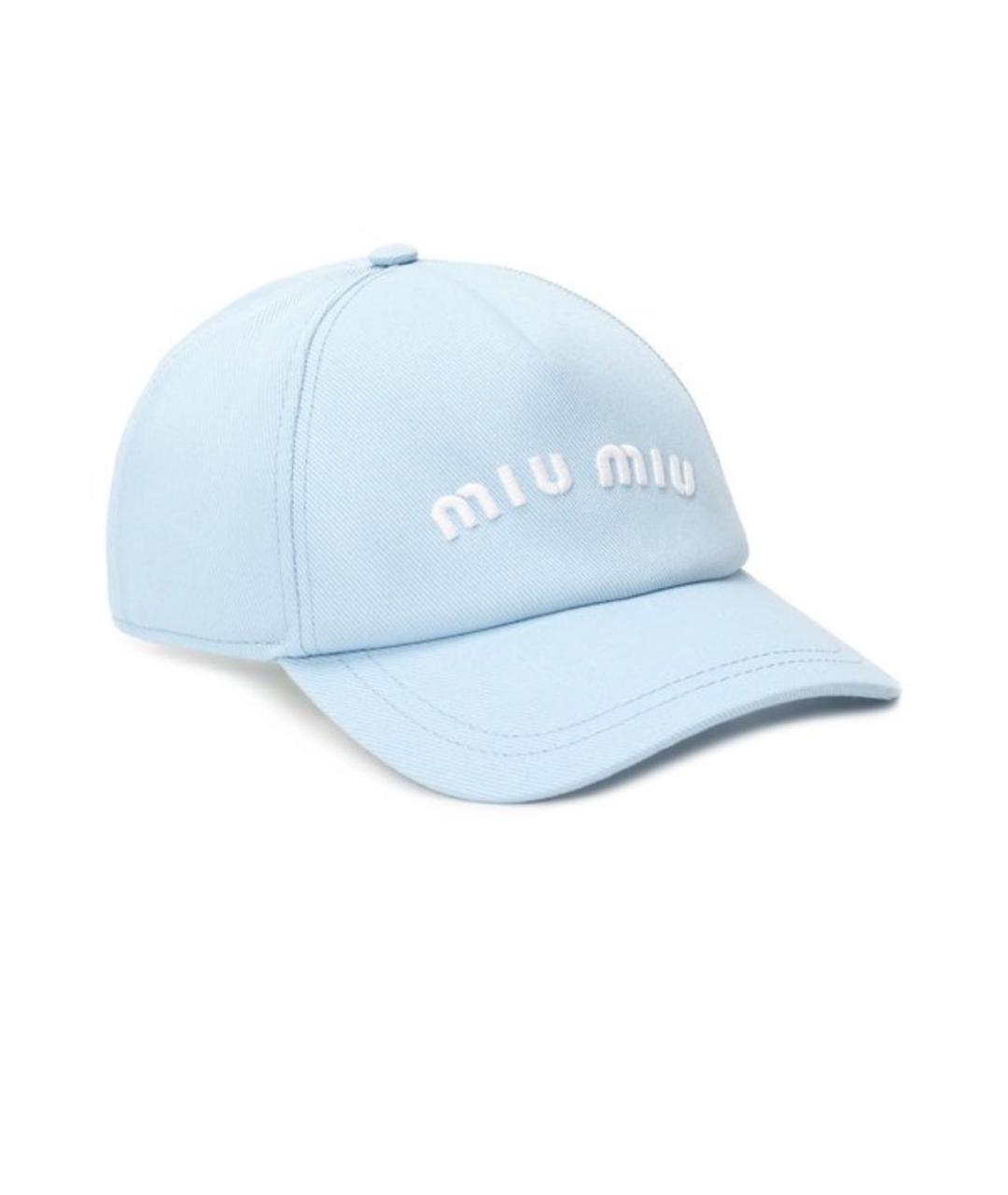 MIU MIU Голубая хлопковая кепка, фото 2