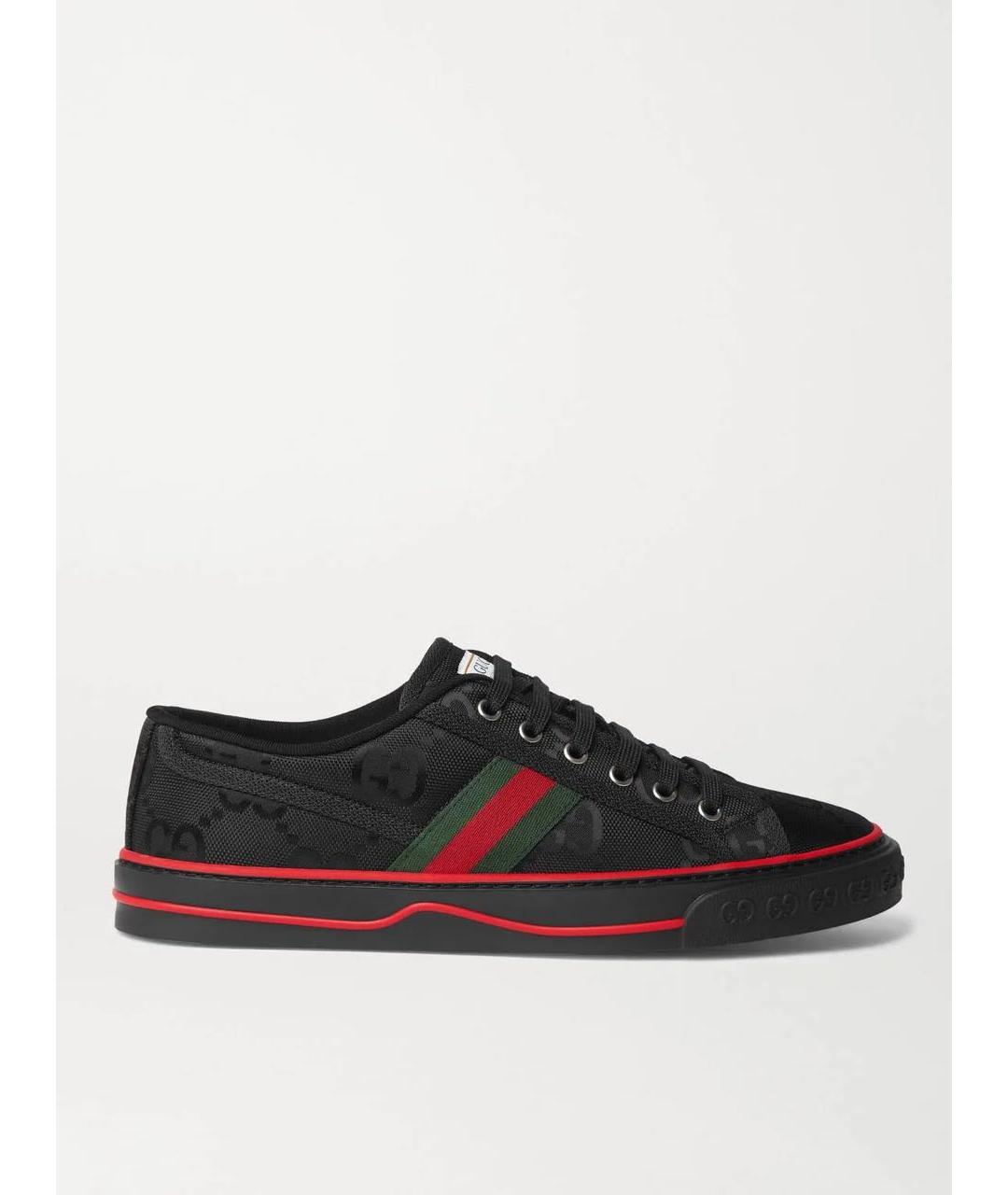 GUCCI Черные текстильные низкие кроссовки / кеды, фото 4