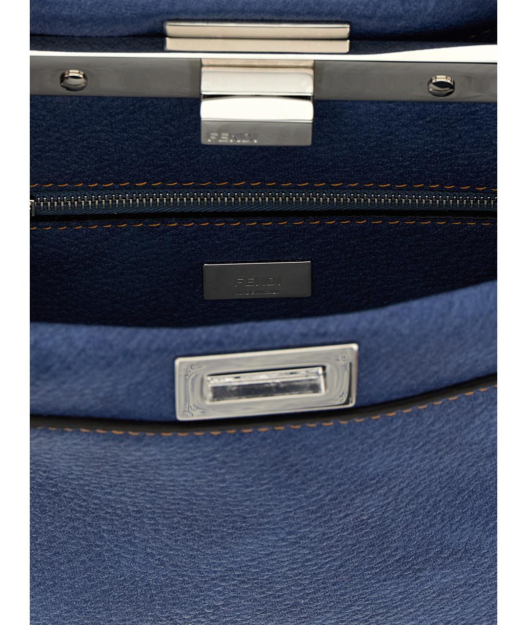 FENDI Синяя кожаная сумка тоут, фото 4