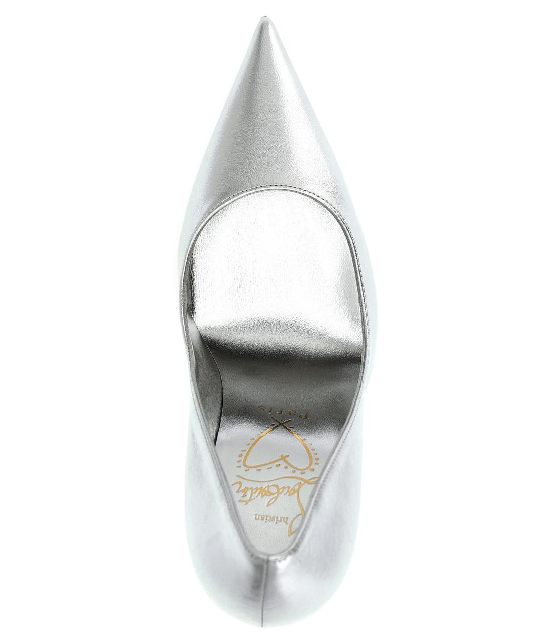 CHRISTIAN LOUBOUTIN Серебряные кожаные туфли, фото 4