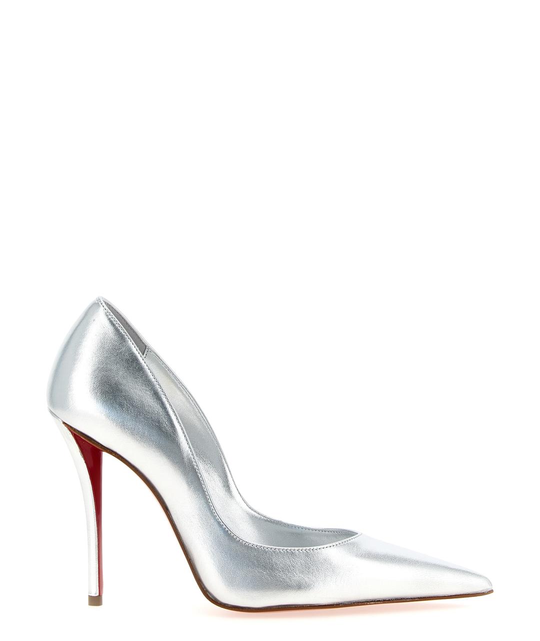 CHRISTIAN LOUBOUTIN Серебряные кожаные туфли, фото 1