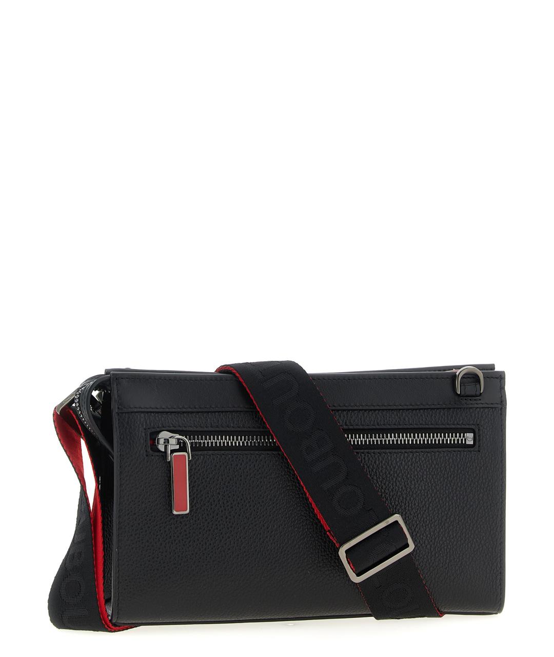 CHRISTIAN LOUBOUTIN Черная кожаная сумка на плечо, фото 2