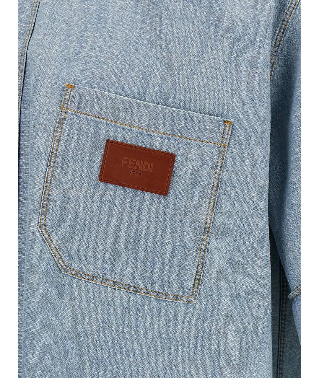 FENDI Голубая хлопковая кэжуал рубашка, фото 4