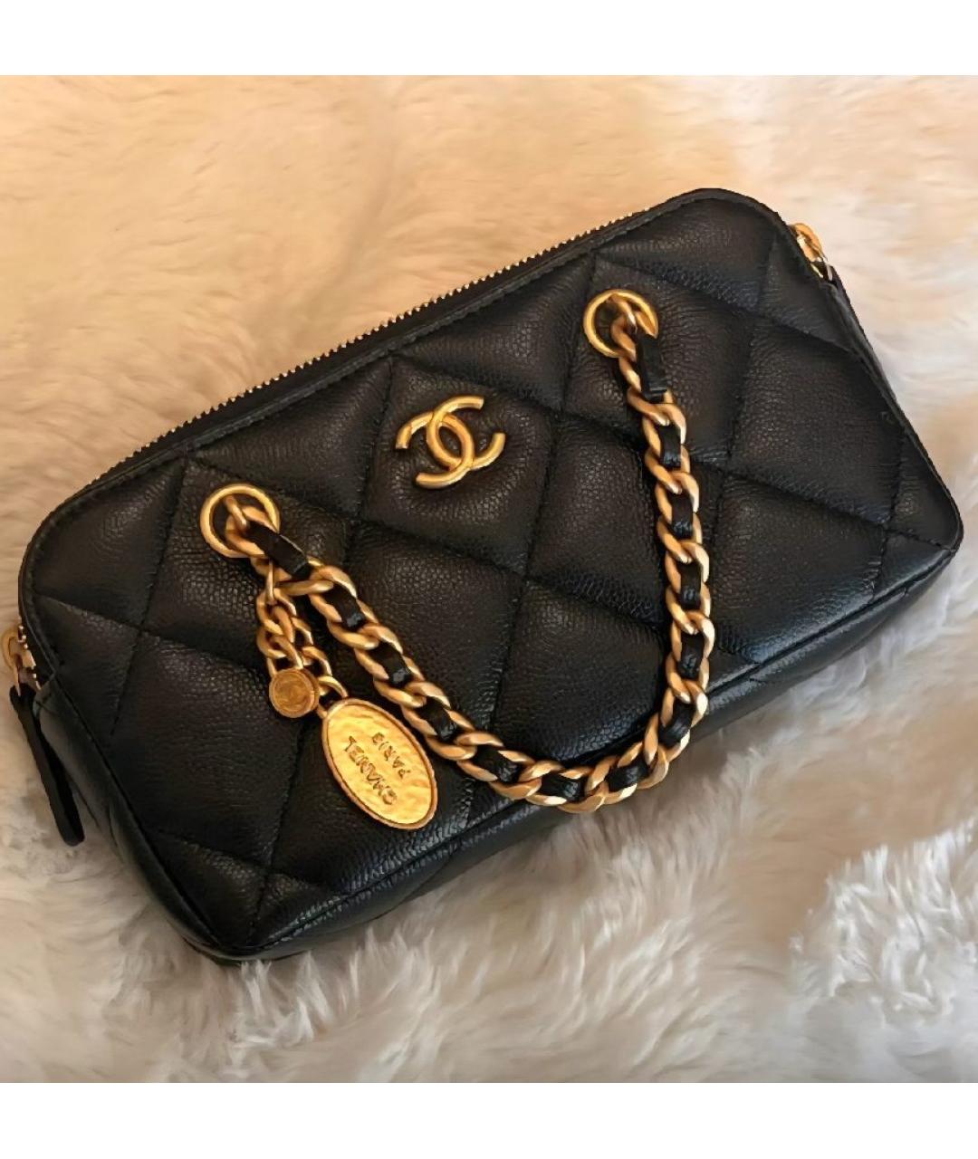 CHANEL Черная кожаная сумка через плечо, фото 4