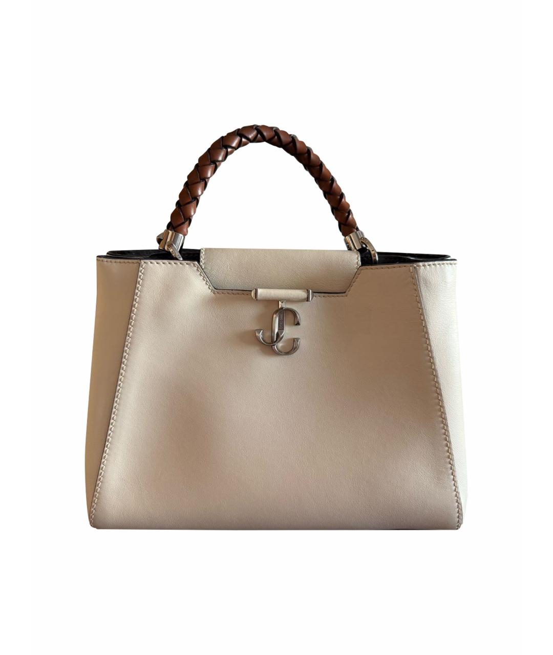 JIMMY CHOO Бежевая кожаная сумка с короткими ручками, фото 1