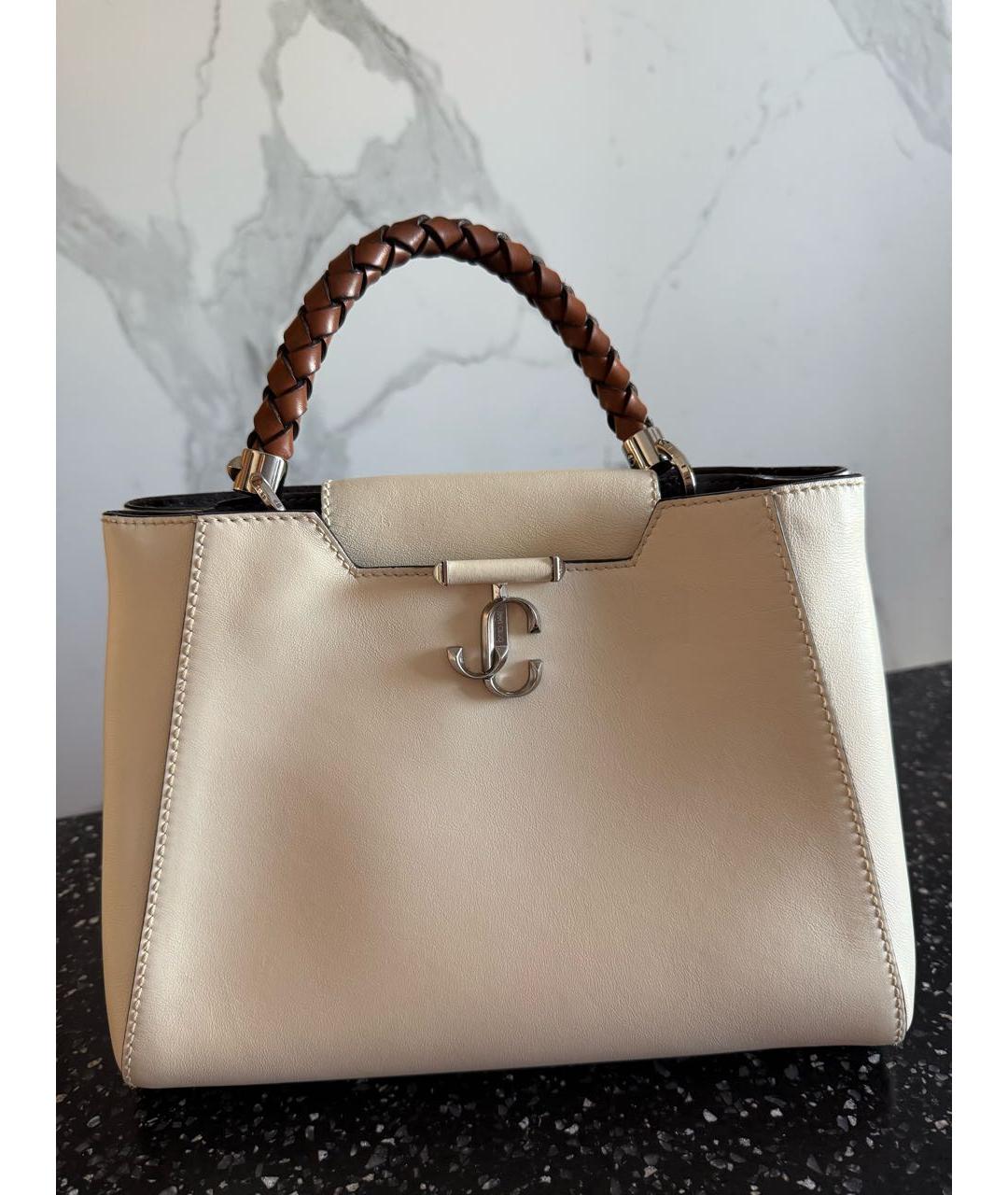 JIMMY CHOO Бежевая кожаная сумка с короткими ручками, фото 9