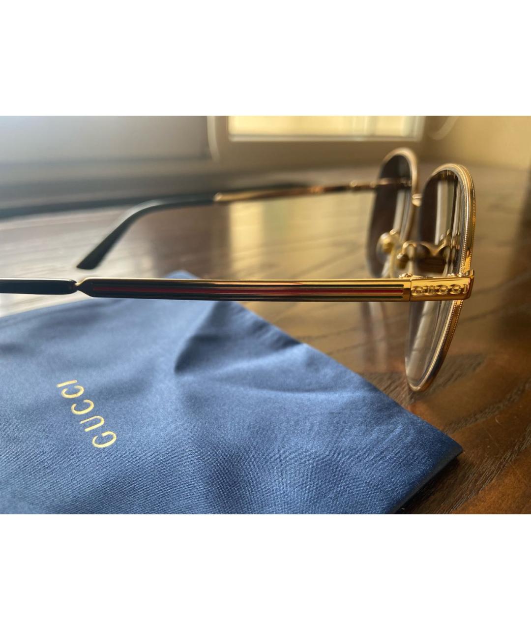 GUCCI Коричневые металлические солнцезащитные очки, фото 2