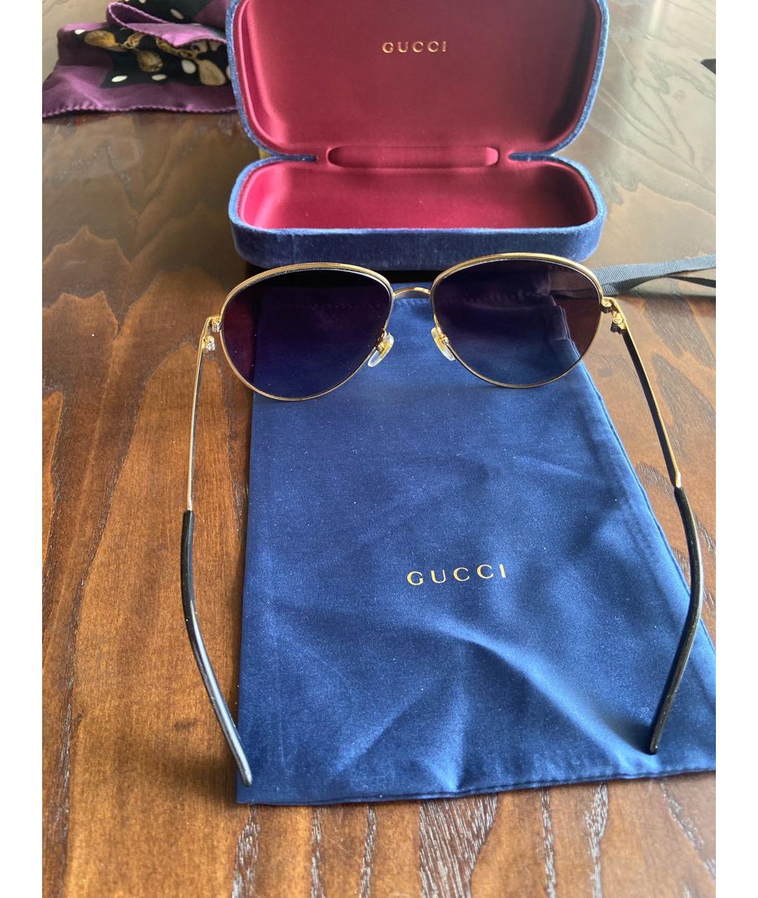 GUCCI Коричневые металлические солнцезащитные очки, фото 3