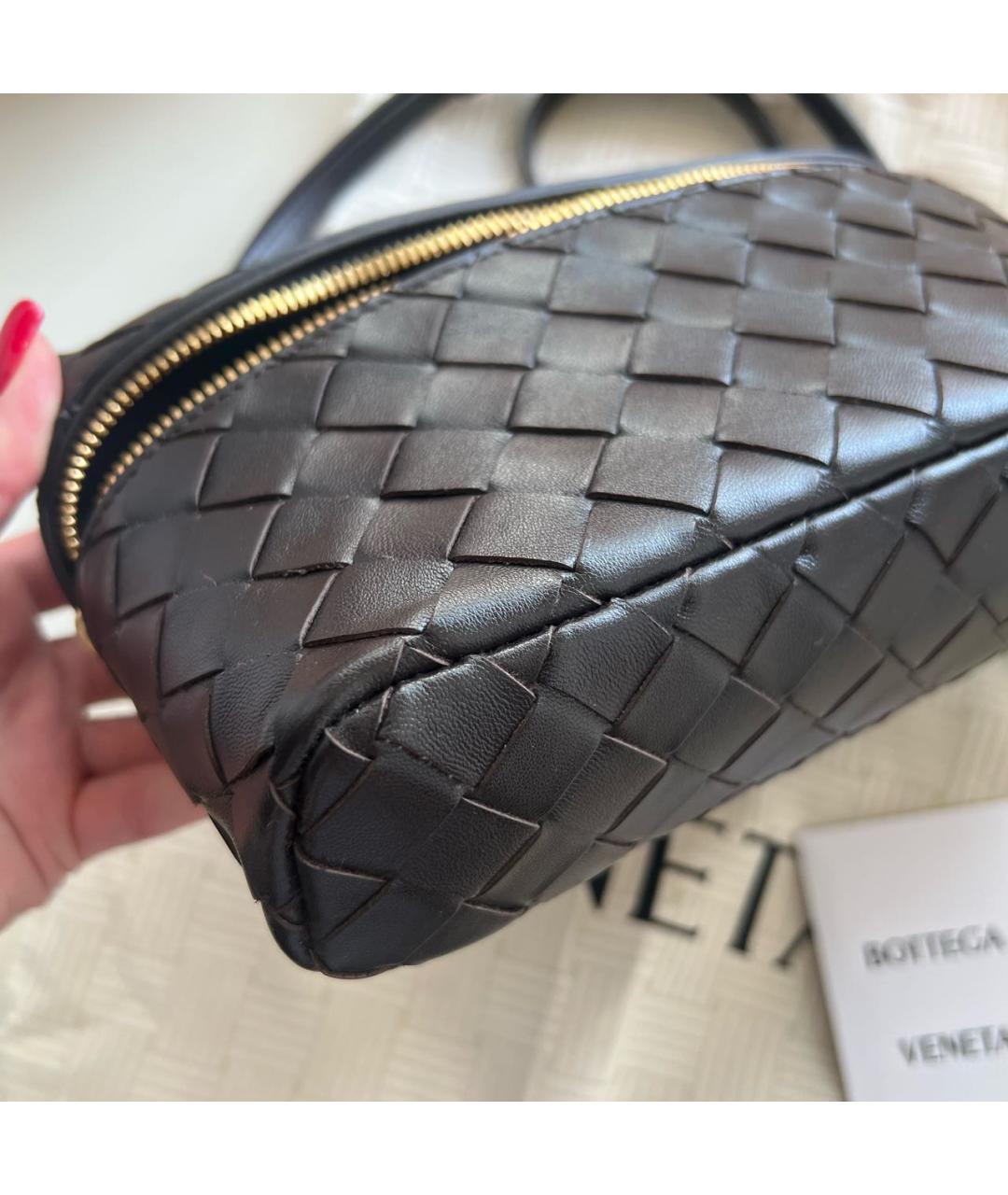 BOTTEGA VENETA Коричневая кожаная сумка с короткими ручками, фото 3