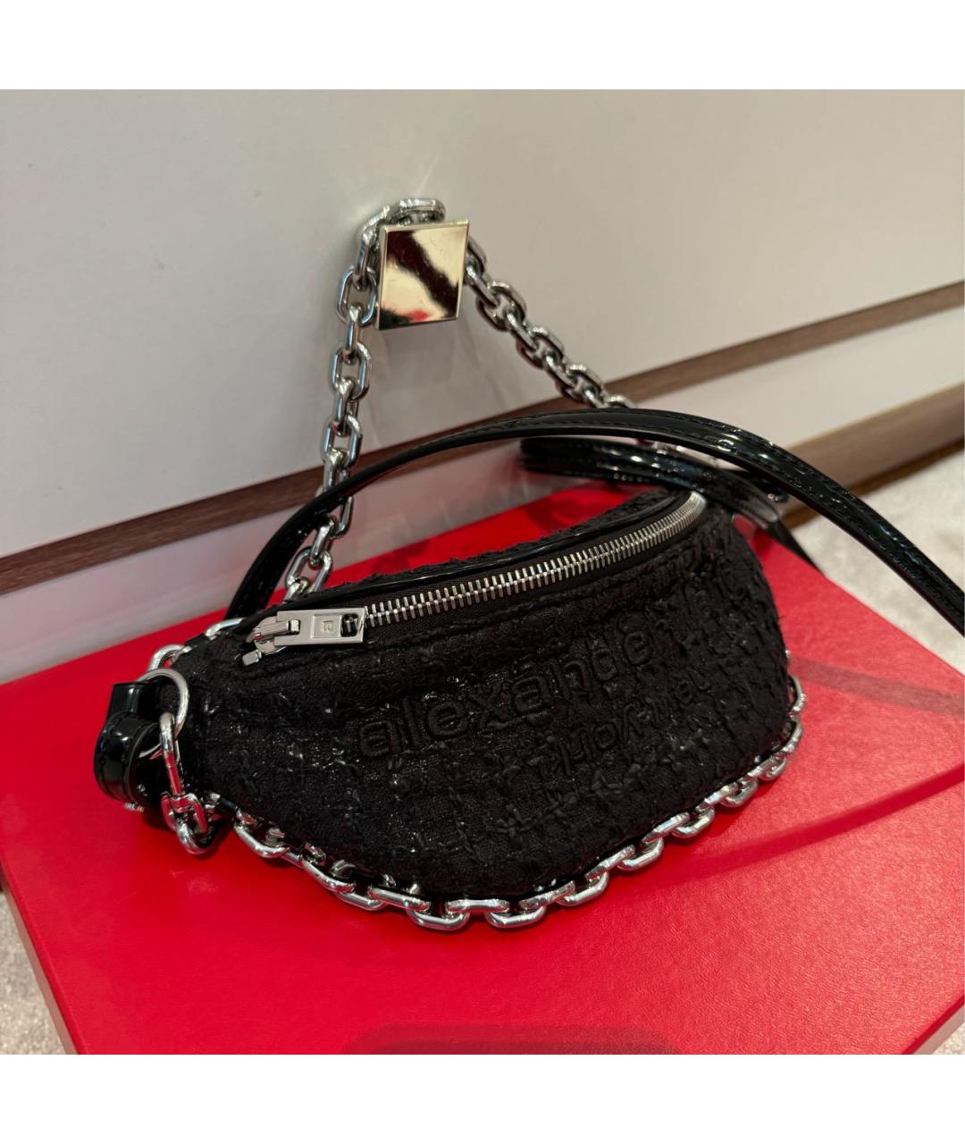 ALEXANDER WANG Черная твидовая поясная сумка, фото 2
