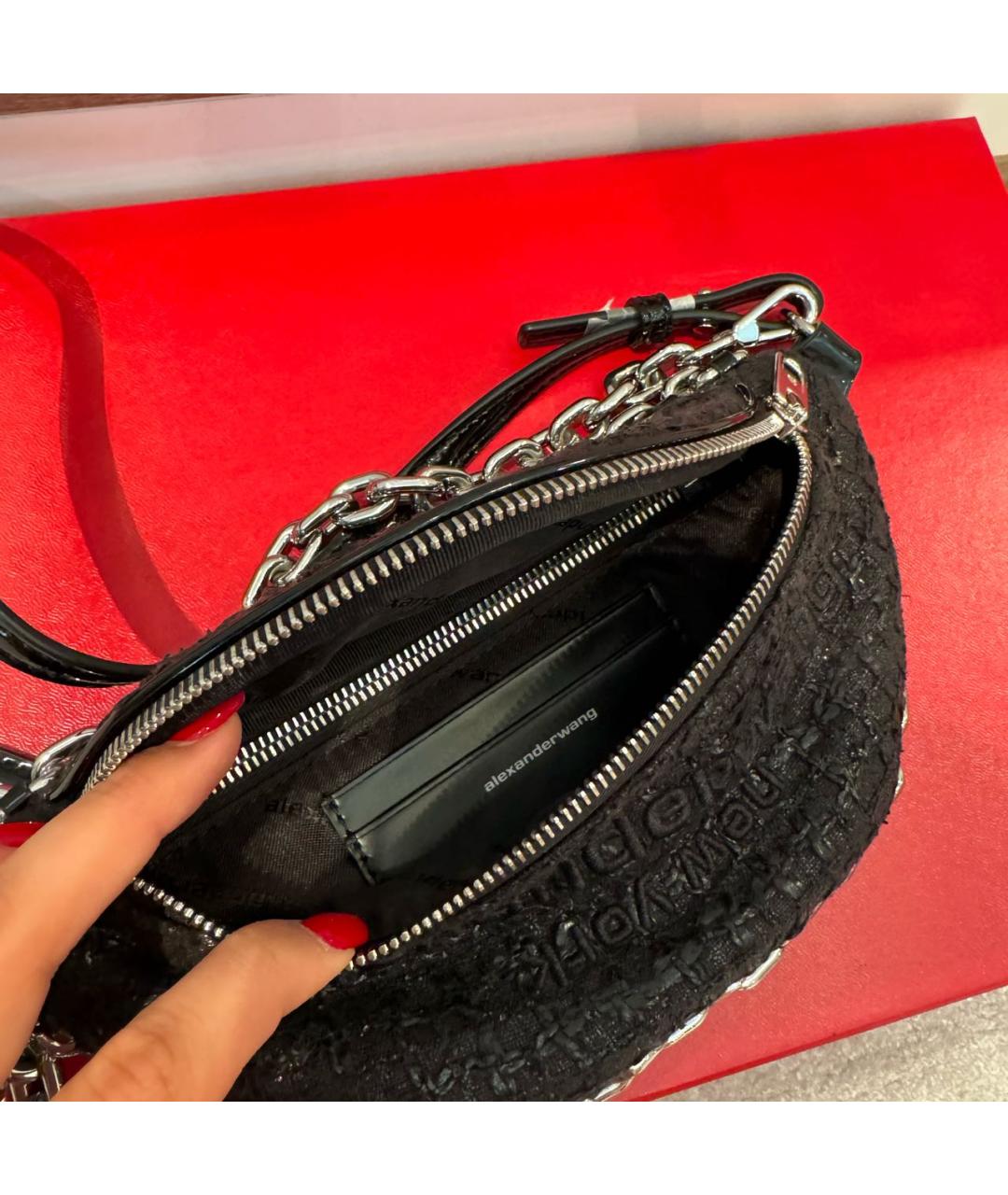 ALEXANDER WANG Черная твидовая поясная сумка, фото 4