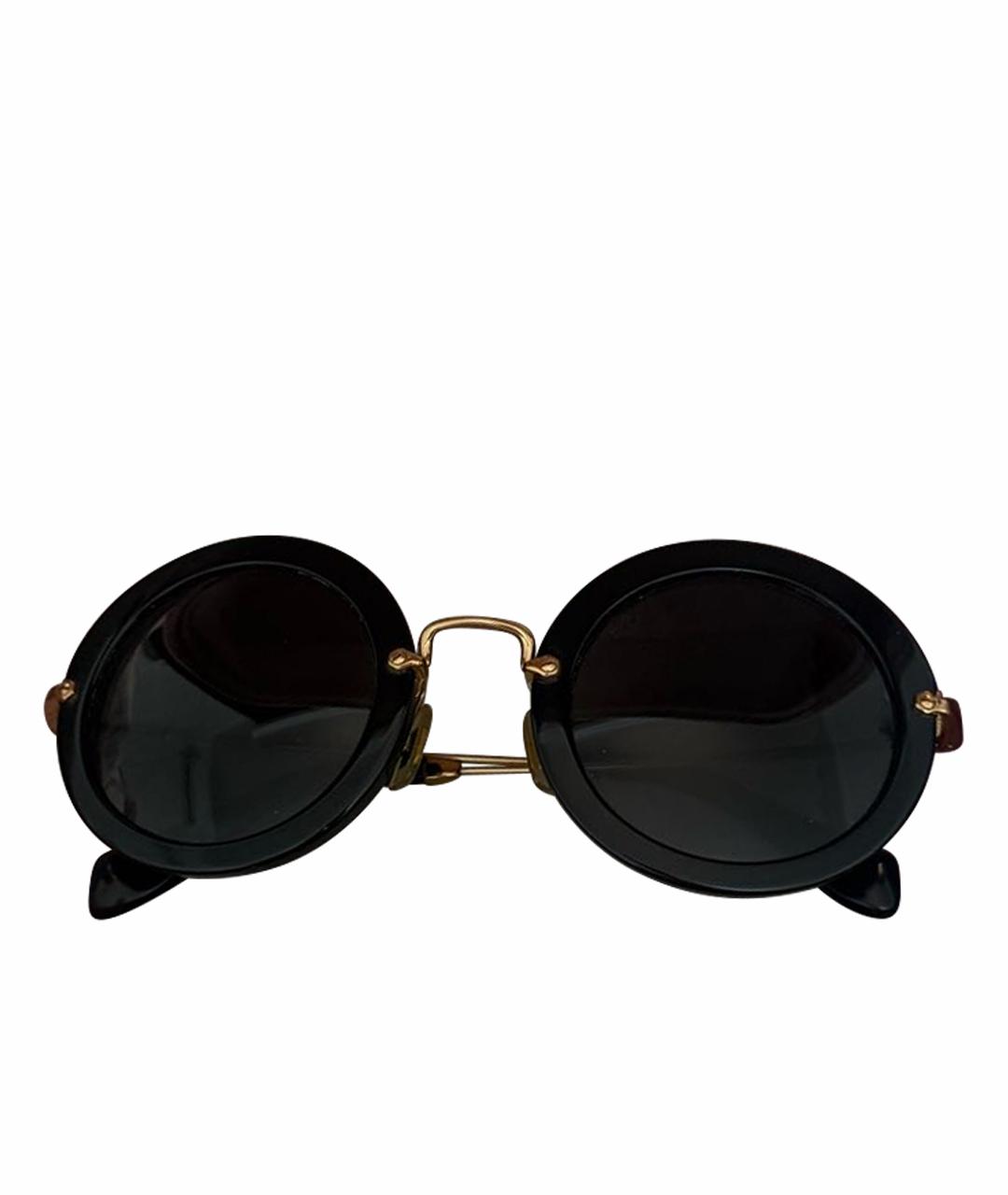 MIU MIU Черные пластиковые солнцезащитные очки, фото 1