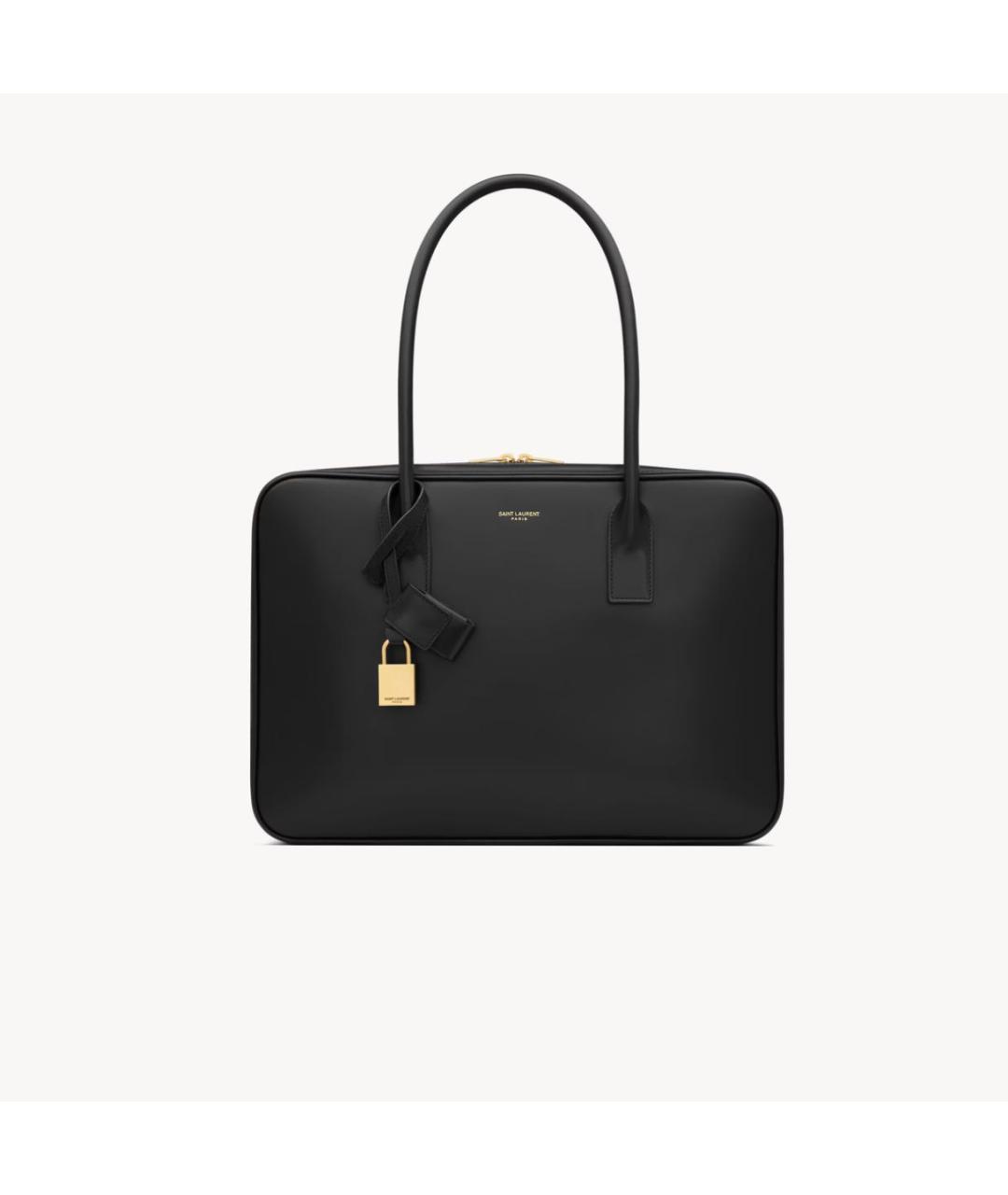 SAINT LAURENT Черная кожаная сумка тоут, фото 5