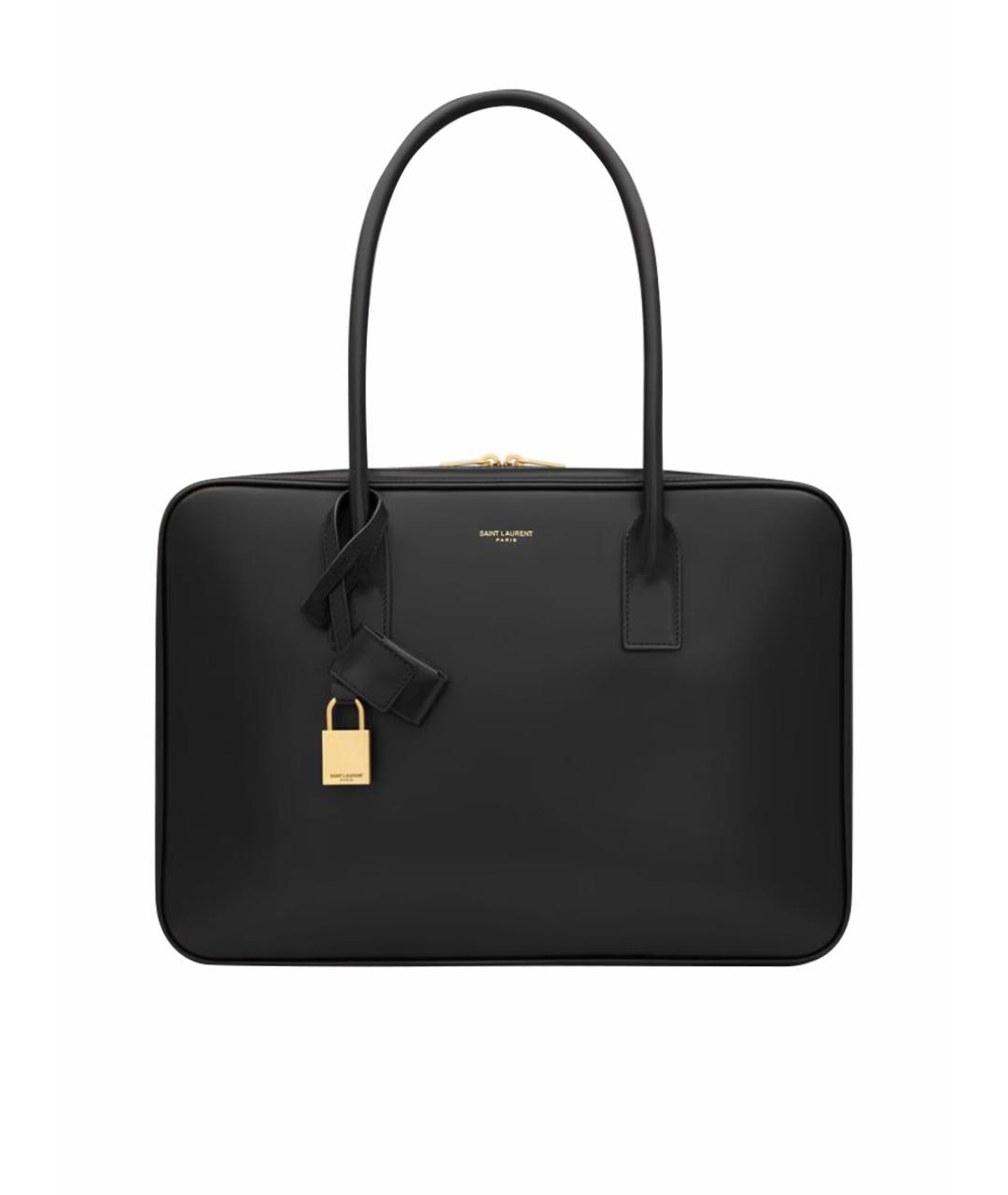 SAINT LAURENT Черная кожаная сумка тоут, фото 1
