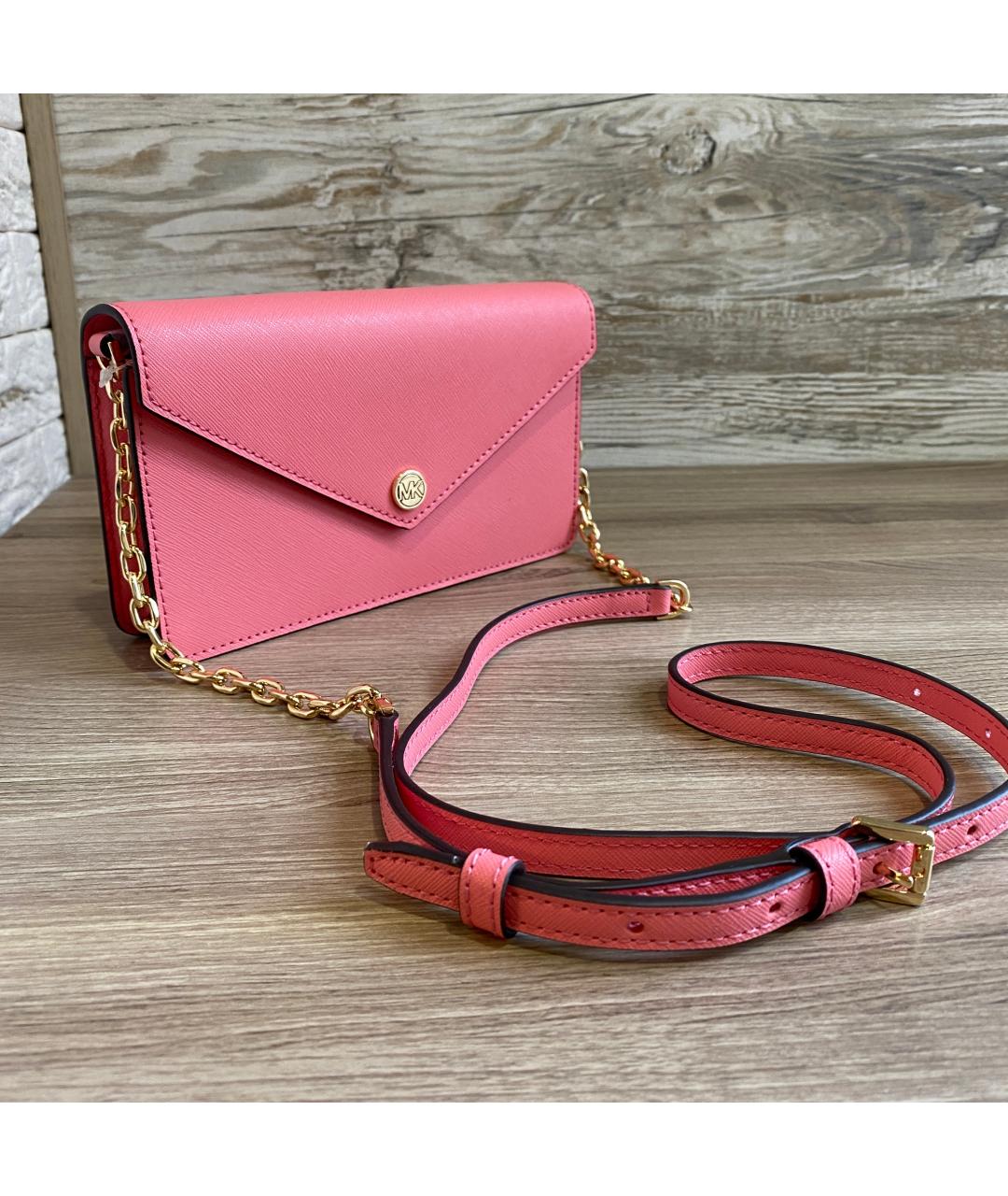 MICHAEL KORS Розовая кожаная сумка через плечо, фото 2