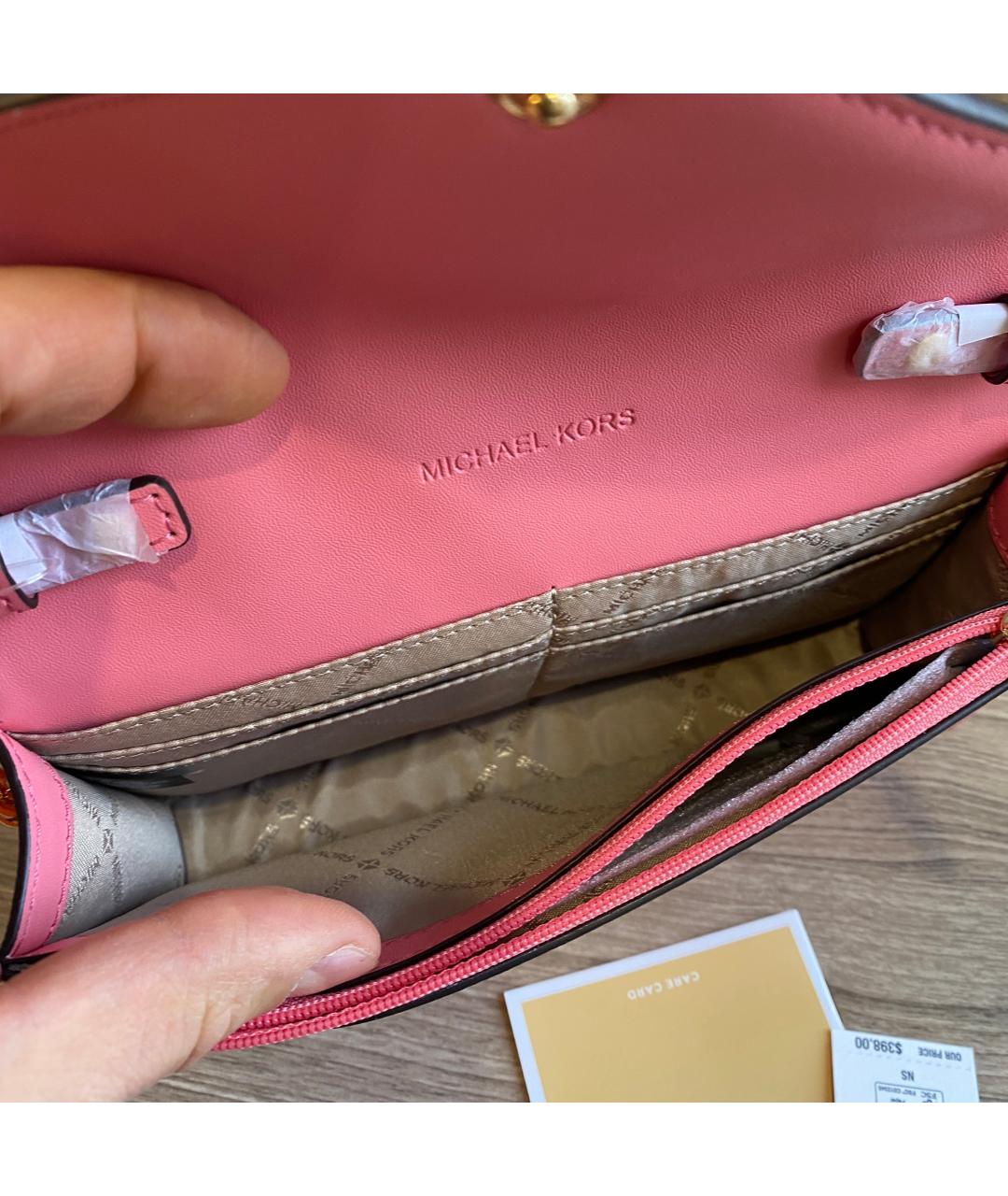 MICHAEL KORS Розовая кожаная сумка через плечо, фото 5