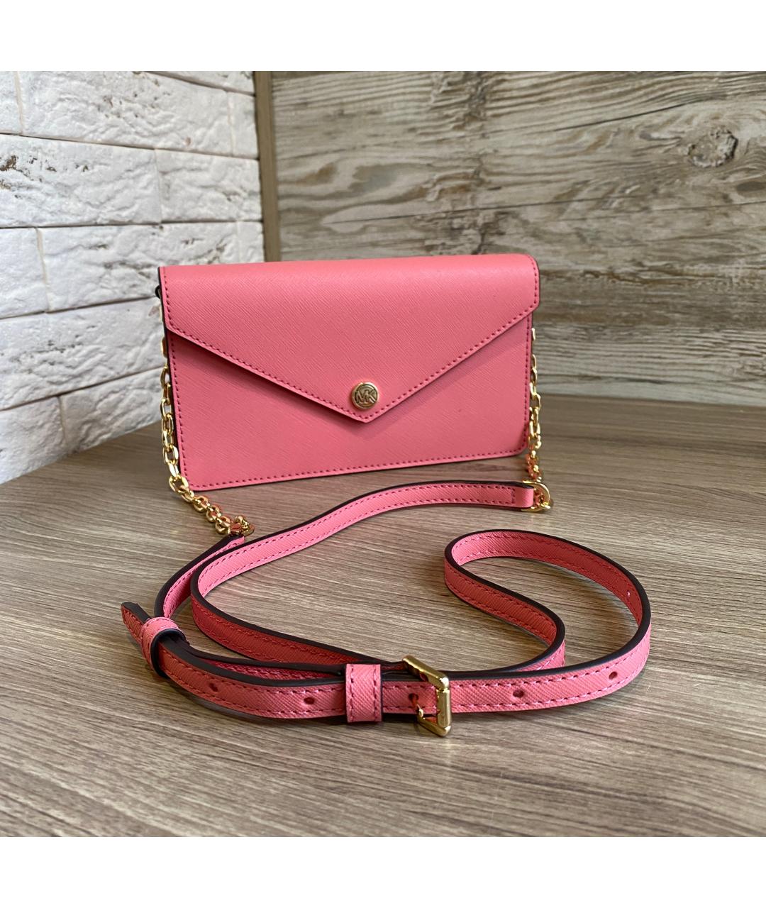 MICHAEL KORS Розовая кожаная сумка через плечо, фото 10