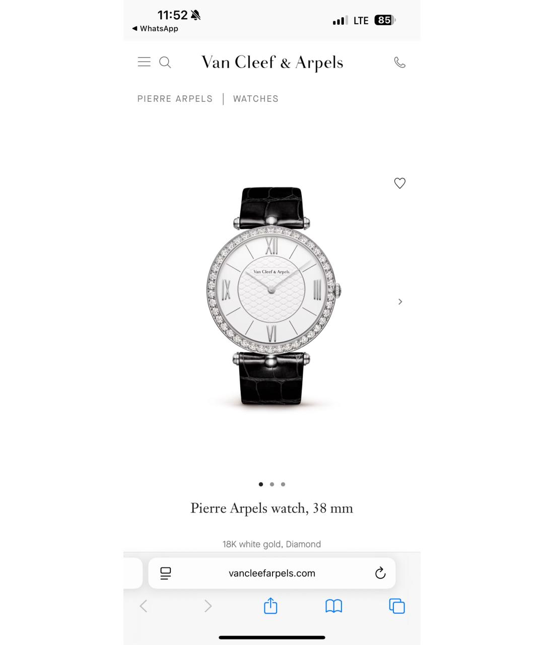 VAN CLEEF & ARPELS Черные часы из белого золота, фото 5