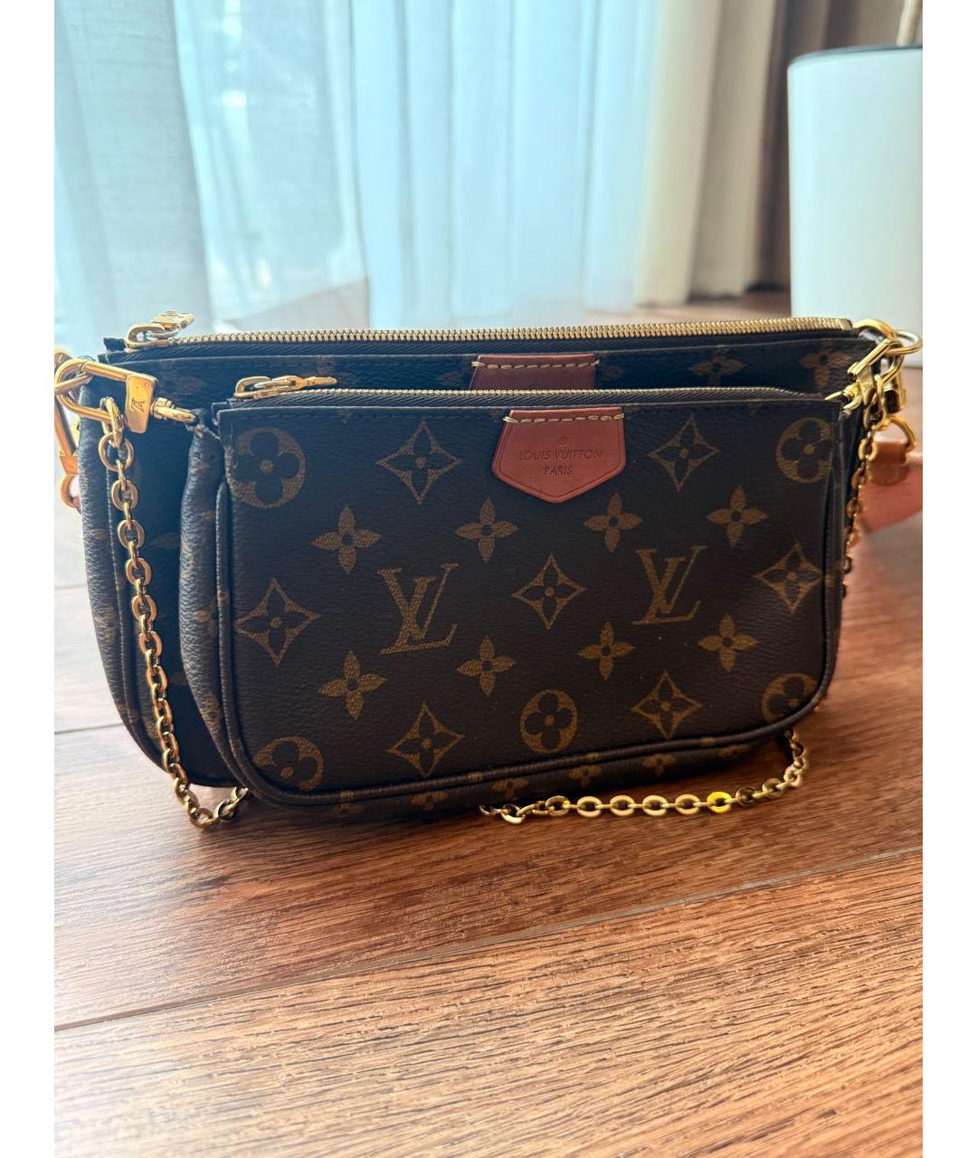 LOUIS VUITTON Коричневая кожаная сумка через плечо, фото 8